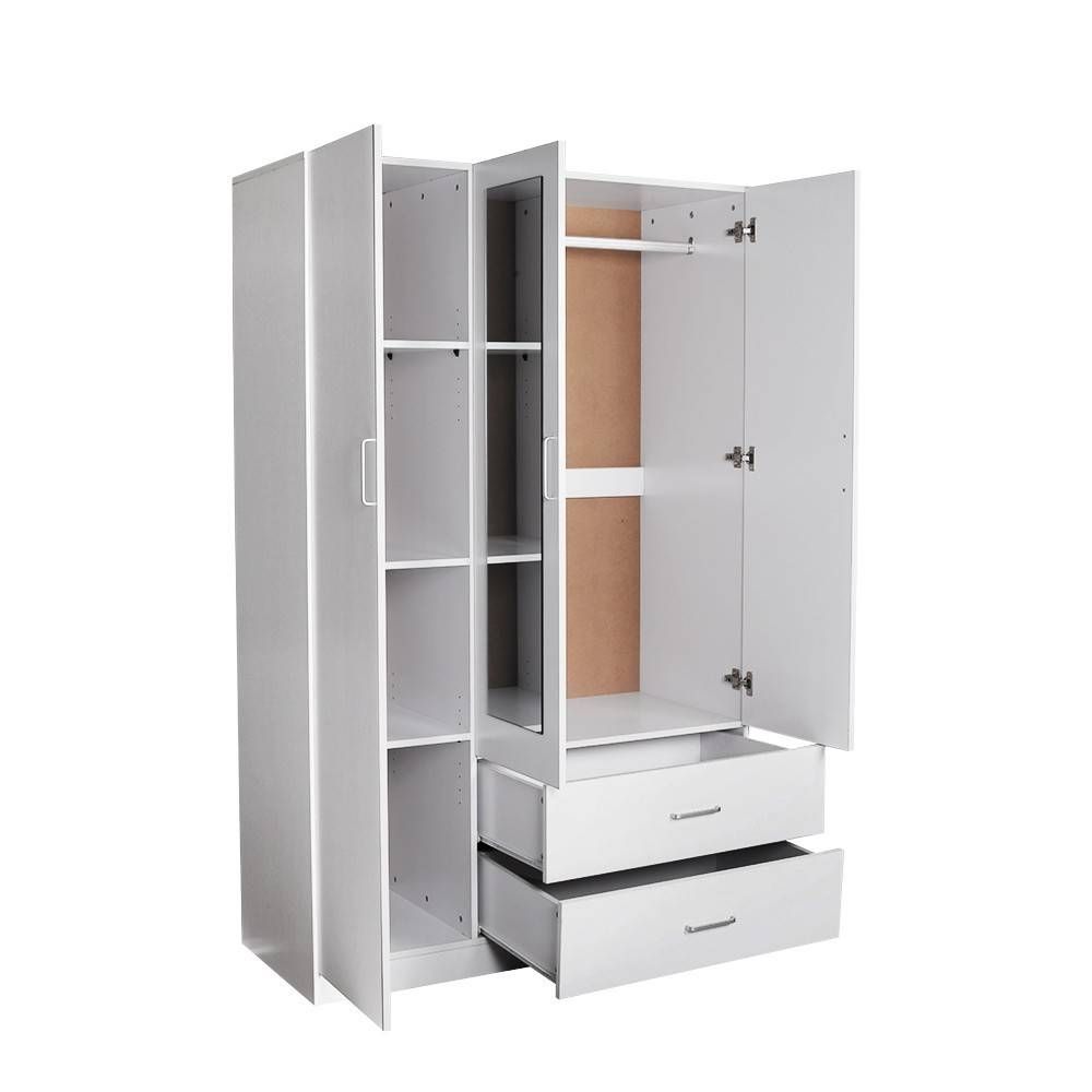 Redfern Utility Robe Wardrobe With Mirror, Black/white/beech, 3 With 2 Door Wardrobe With Drawers And Shelves (View 9 of 30)