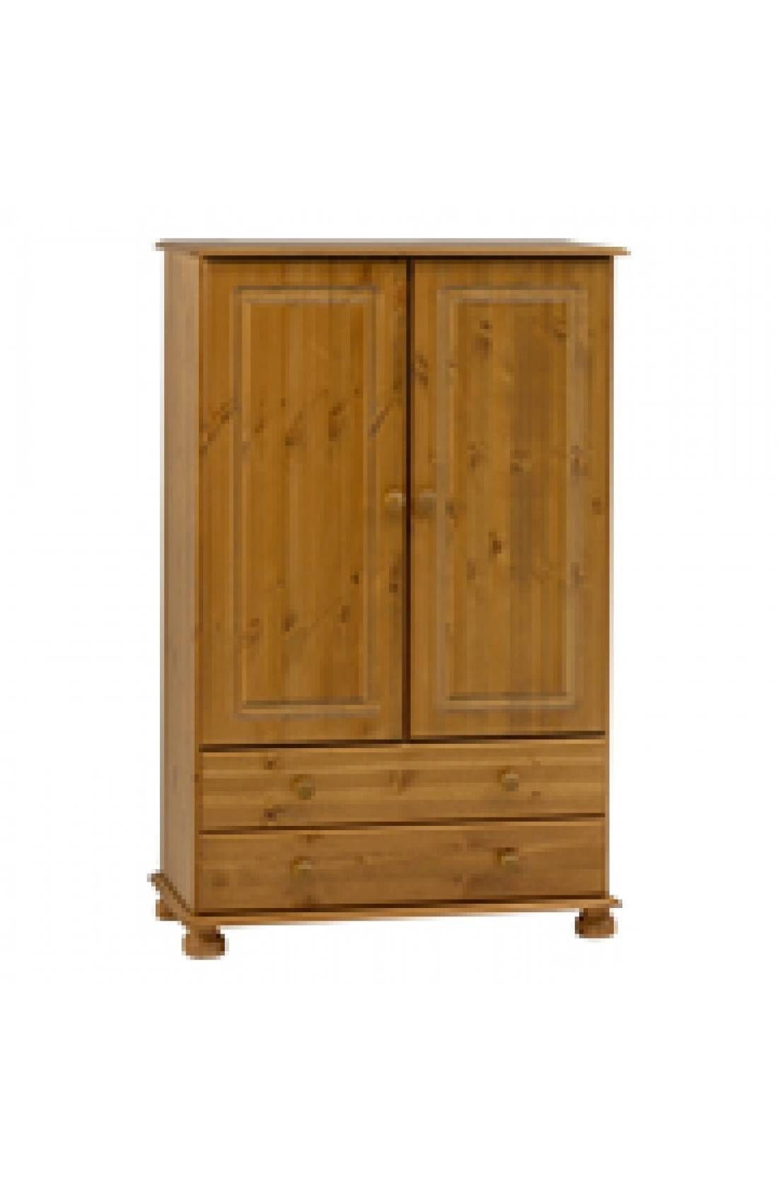 Richmond 2 Door 2 Drawer Short Low Tallboy Wardrobe – Pine Within Pine Wardrobes (View 9 of 15)