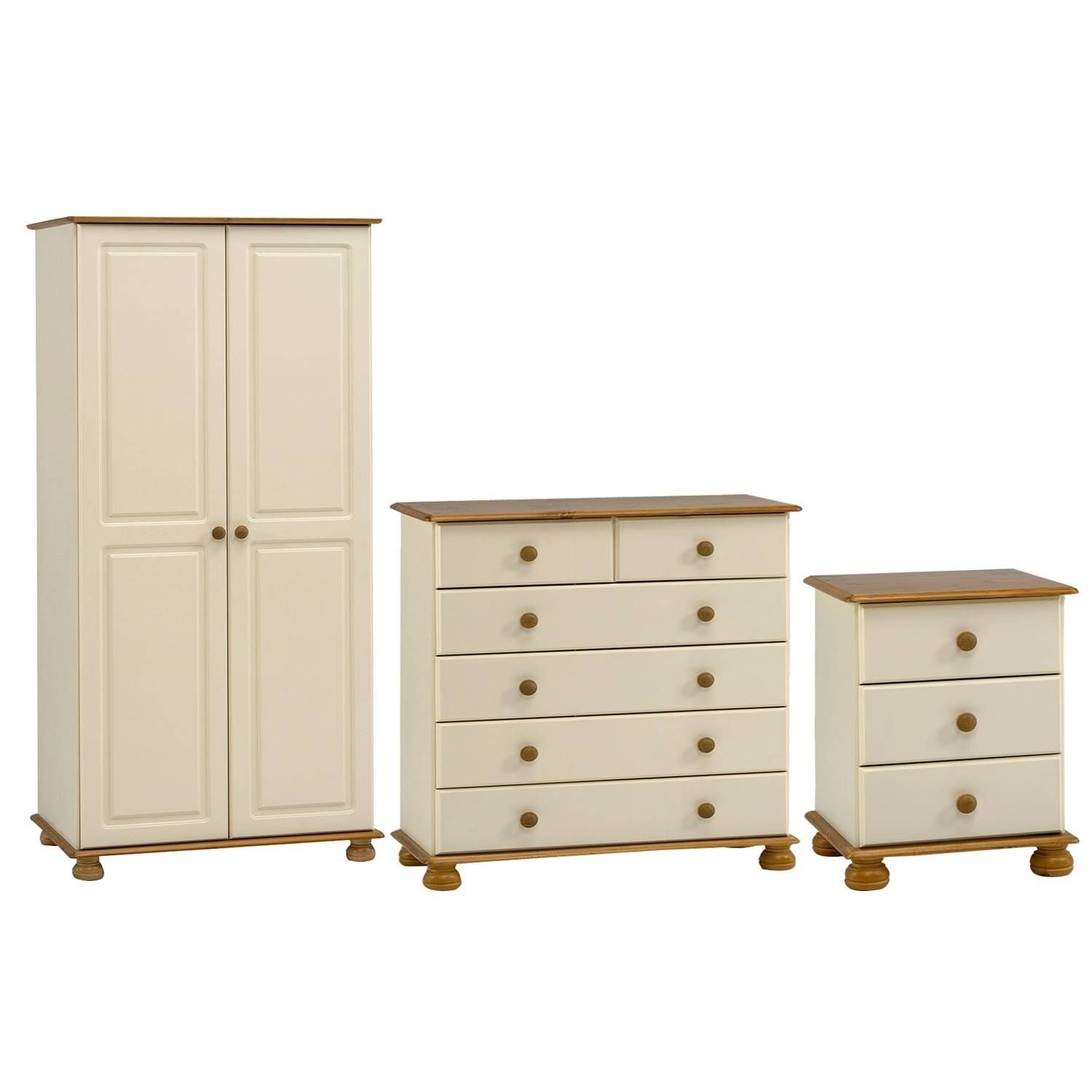 Richmond Bedroom Furniture Set 2 Door Wardrobe, 4+2 Chest, Bedside Throughout Cream Wardrobes (View 12 of 15)