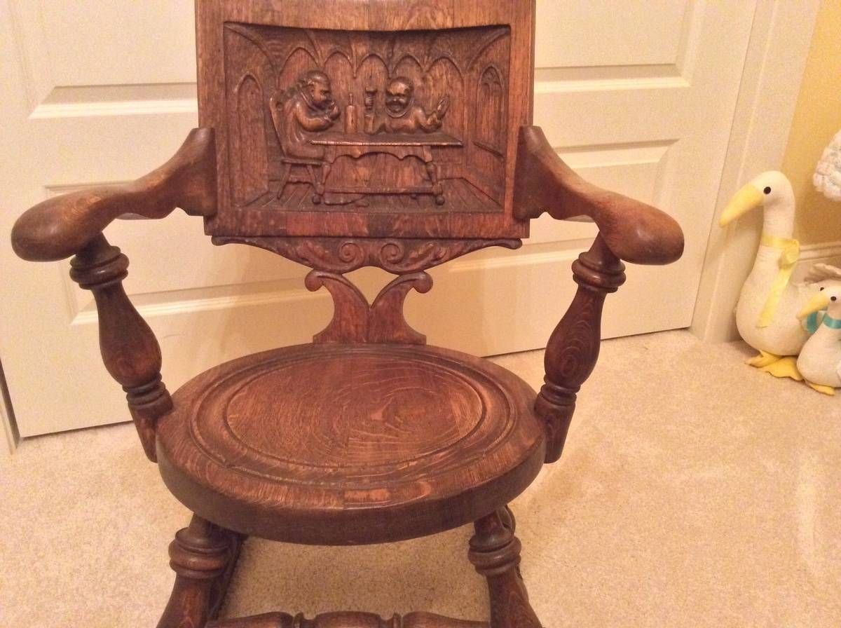 Rocking Chair With Monk Carving. | Collectors Weekly Throughout Monk Chairs (Photo 1 of 30)