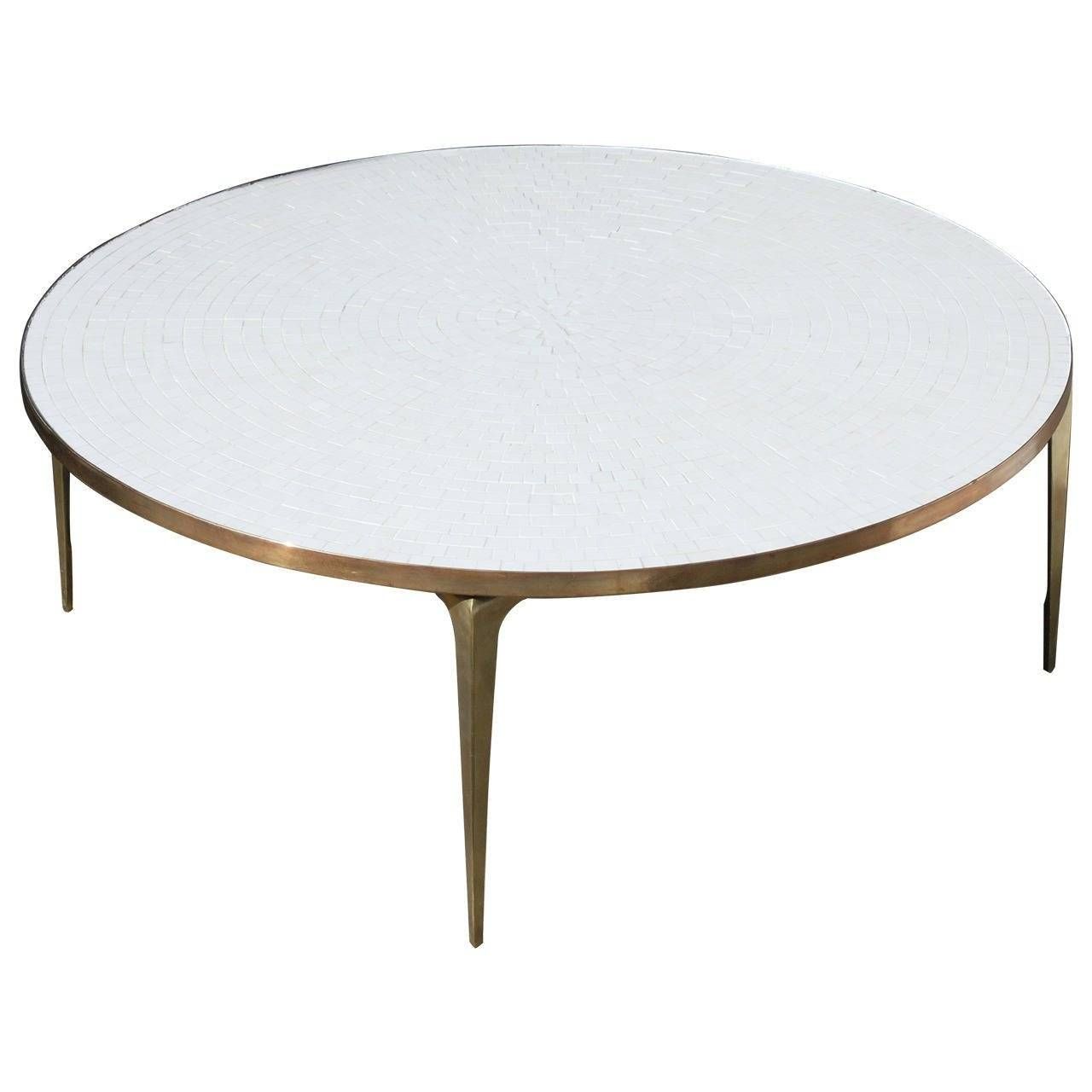 Round Brass And White Mosaic Coffee Table At 1stdibs – Jericho Within White Circle Coffee Tables (View 19 of 30)