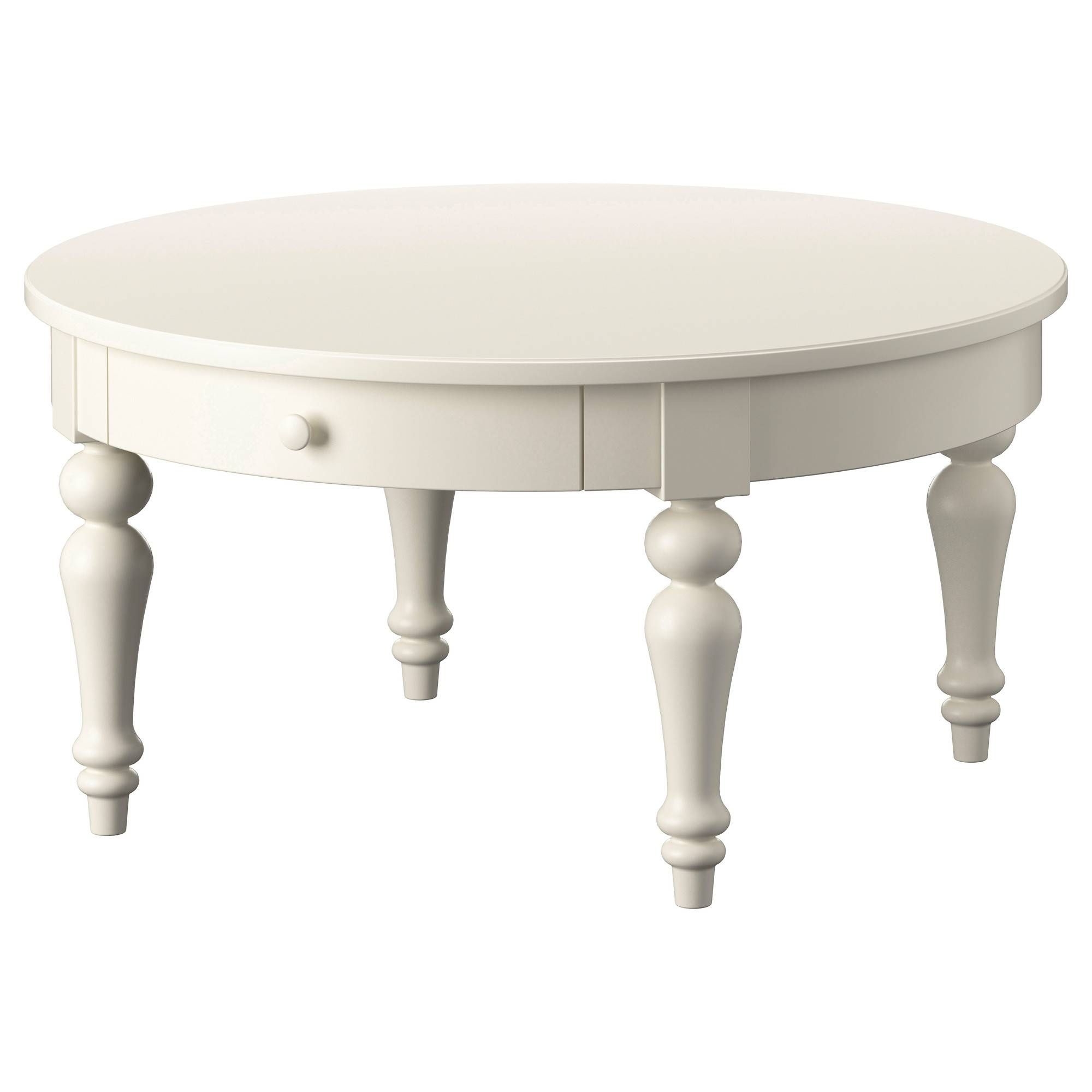 Round Coffee Table Antique White | Coffee Tables Decoration Pertaining To Round Coffee Tables With Drawers (View 12 of 30)