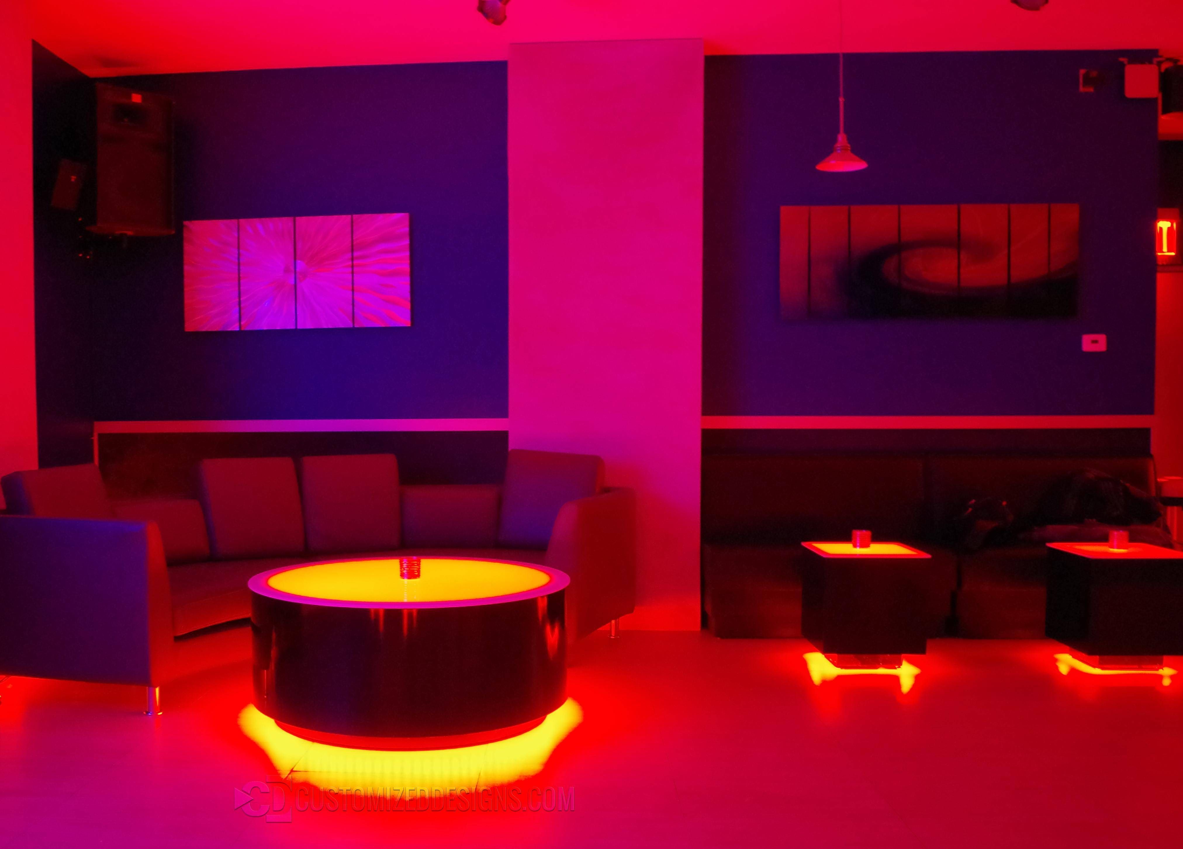Round Cubix Led Lighted Table | Led Furniture | Nightclub Tables Regarding Led Coffee Tables (View 8 of 30)