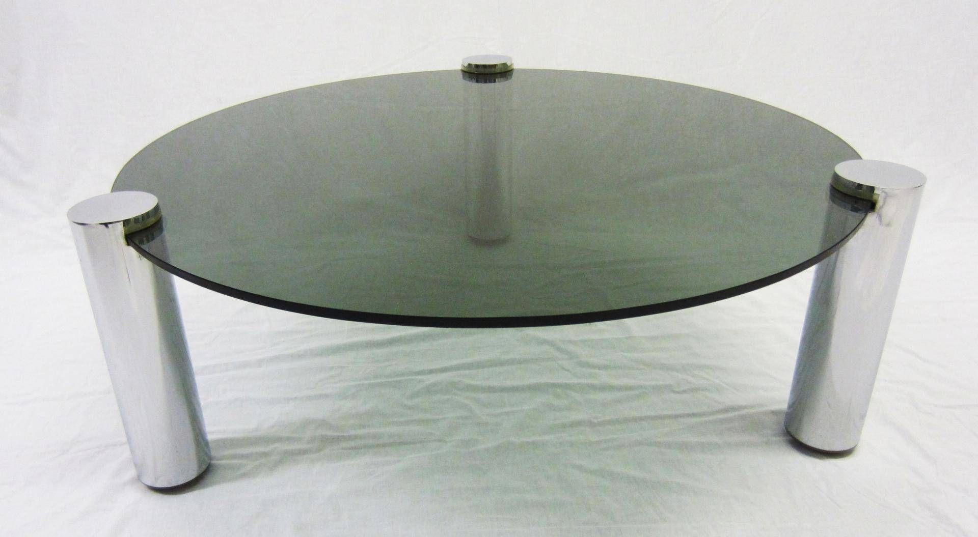 Round Glass And Chrome Coffee Table From Pieff, 1960s For Sale At With Chrome Glass Coffee Tables (View 11 of 30)