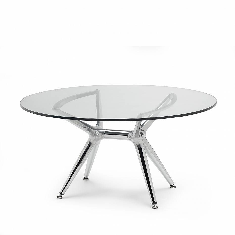 Round Glass Coffee Table With Chrome Legs | Coffee Tables Decoration Intended For Chrome Leg Coffee Tables (Photo 9 of 30)