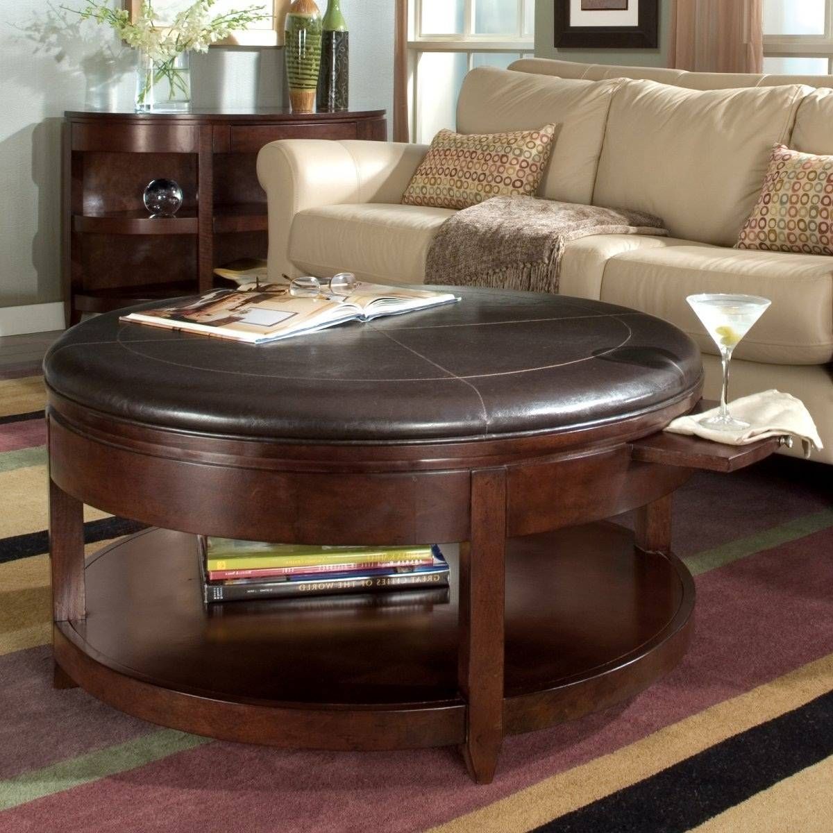 Round Leather Ottomans Coffee Tables Leopard Ottoman White Table Pertaining To Leopard Ottoman Coffee Tables (View 24 of 30)