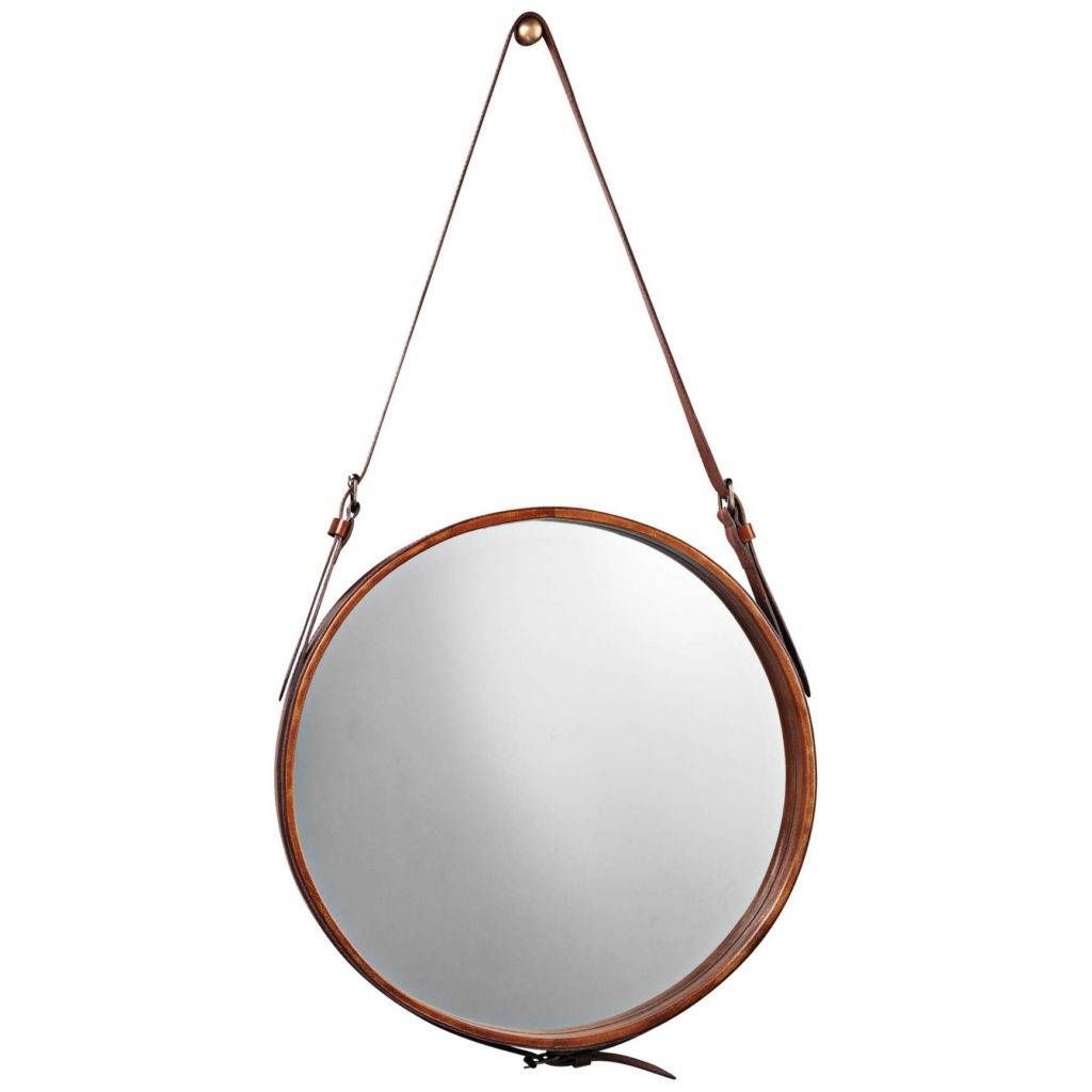 Round Mirror With Leather Strap 115 Outstanding For Round Leather Throughout Leather Round Mirrors (View 4 of 25)
