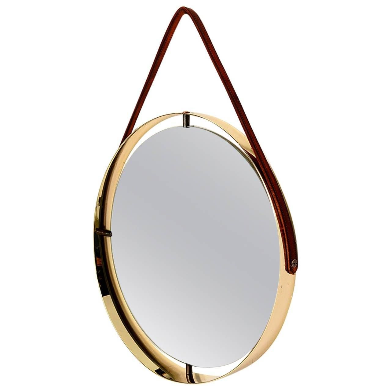 Round Mirror With Leather Strap For Sale At 1stdibs Intended For Leather Round Mirrors (View 7 of 25)