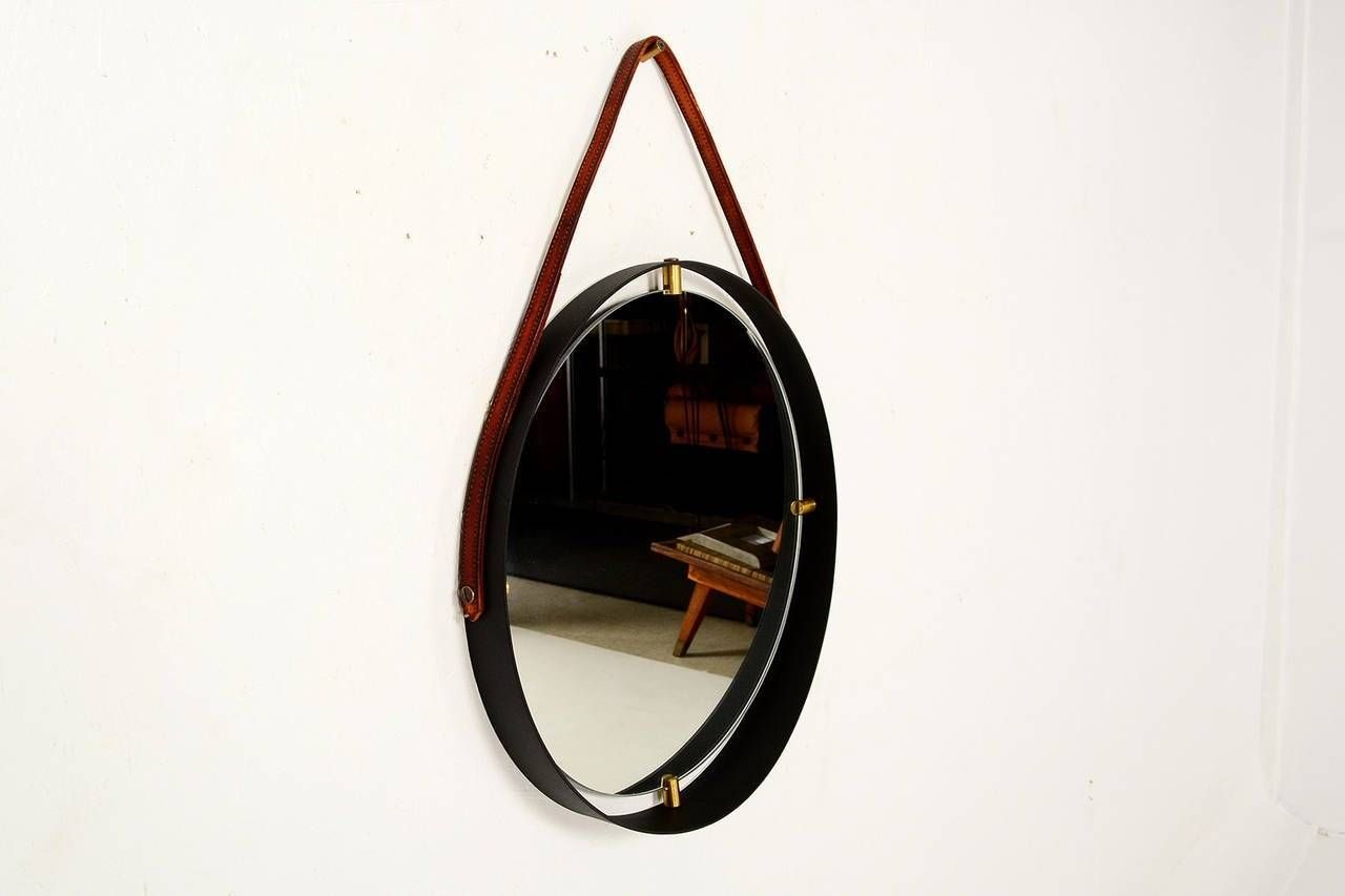 Round Mirror With Leather Strap For Sale At 1stdibs Pertaining To Leather Round Mirrors (View 15 of 25)