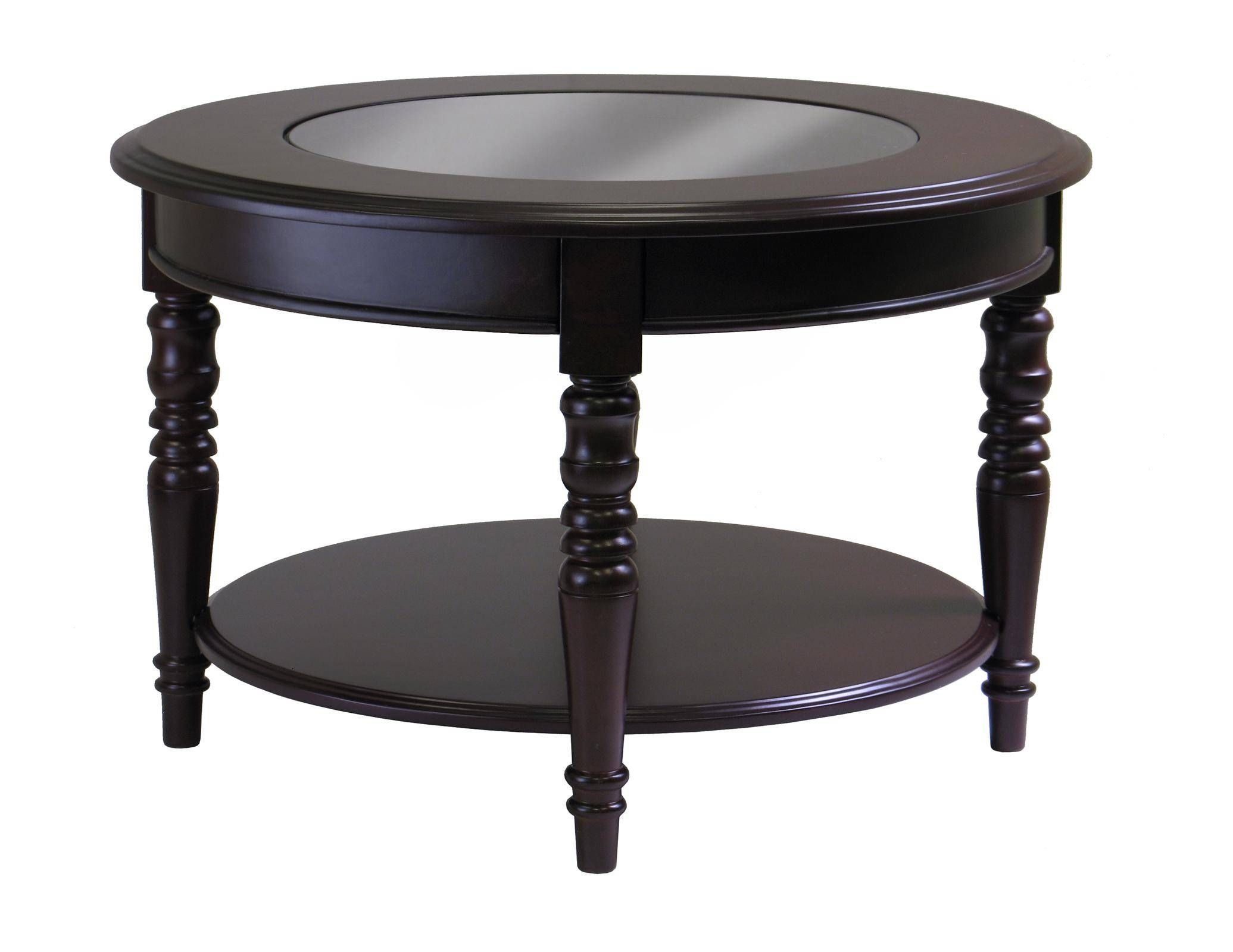 Round Wood Coffee Table With Glass Top Intended For Dark Wood Coffee Tables With Glass Top (View 21 of 30)