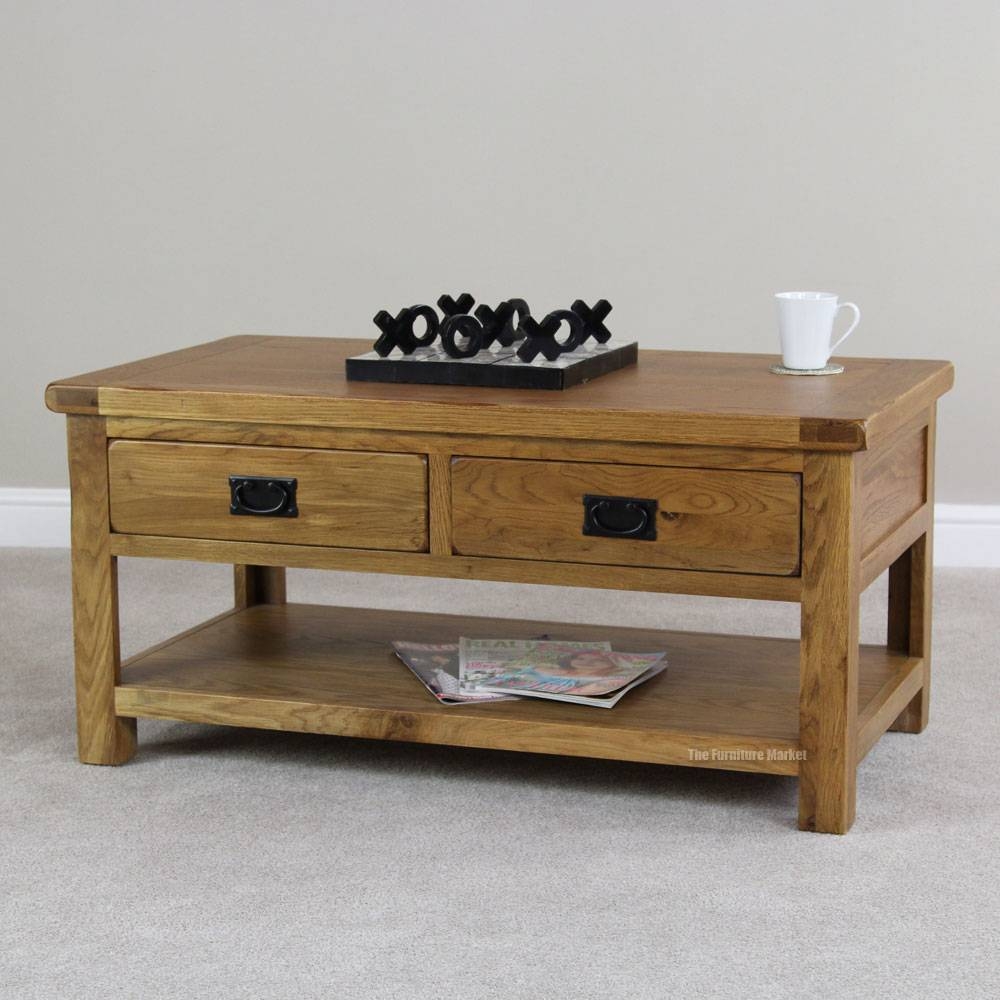 Rustic Oak Coffee Table With Drawers | Coffee Tables Decoration Pertaining To Rustic Coffee Table Drawers (Photo 1 of 30)