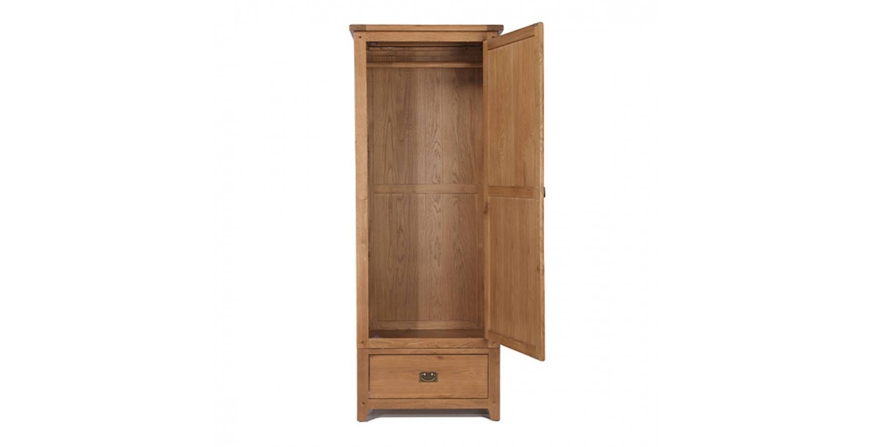 Rustic Oak Single Wardrobe – Lifestyle Furniture Uk Within Single Oak Wardrobes With Drawers (View 3 of 15)