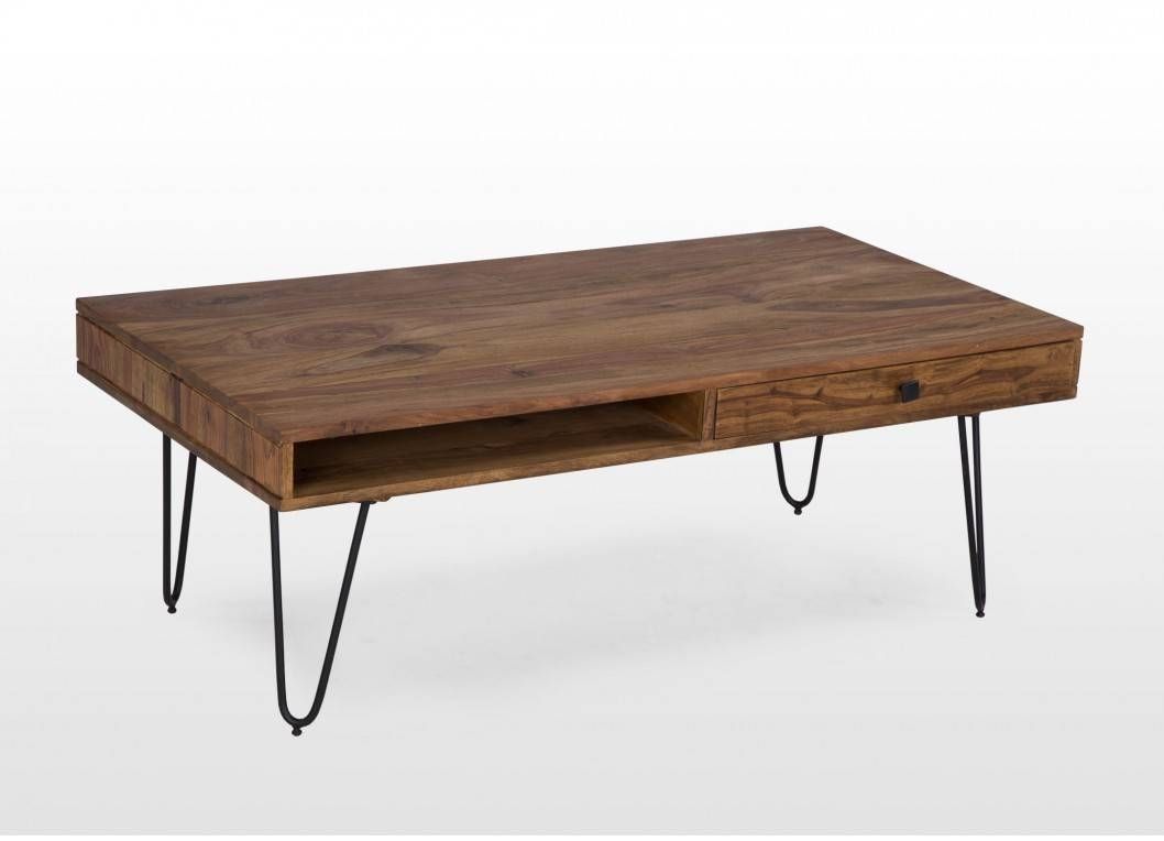Rustic Sheesham Wood Coffee Table With Metal Hairpin Legs – Milo With Regard To Sheesham Coffee Tables (View 23 of 30)