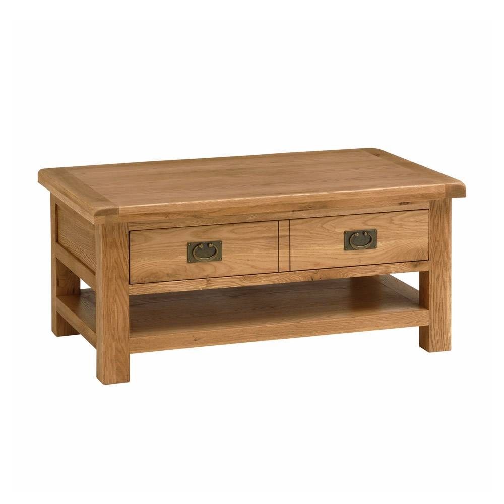 Salisbury Oak Coffee Table With Shelf And Drawer Including Free Throughout Oak Coffee Table With Drawers (View 10 of 15)