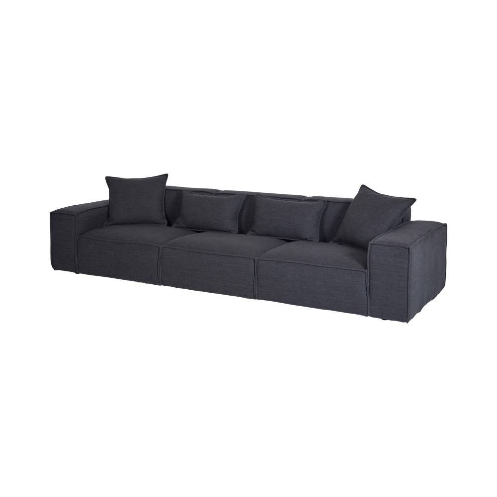 Scandinavian Mila Charcoal Fabric Sofa – 2 4 Seater Lounge Within 4 Seater Couch (Photo 257 of 299)
