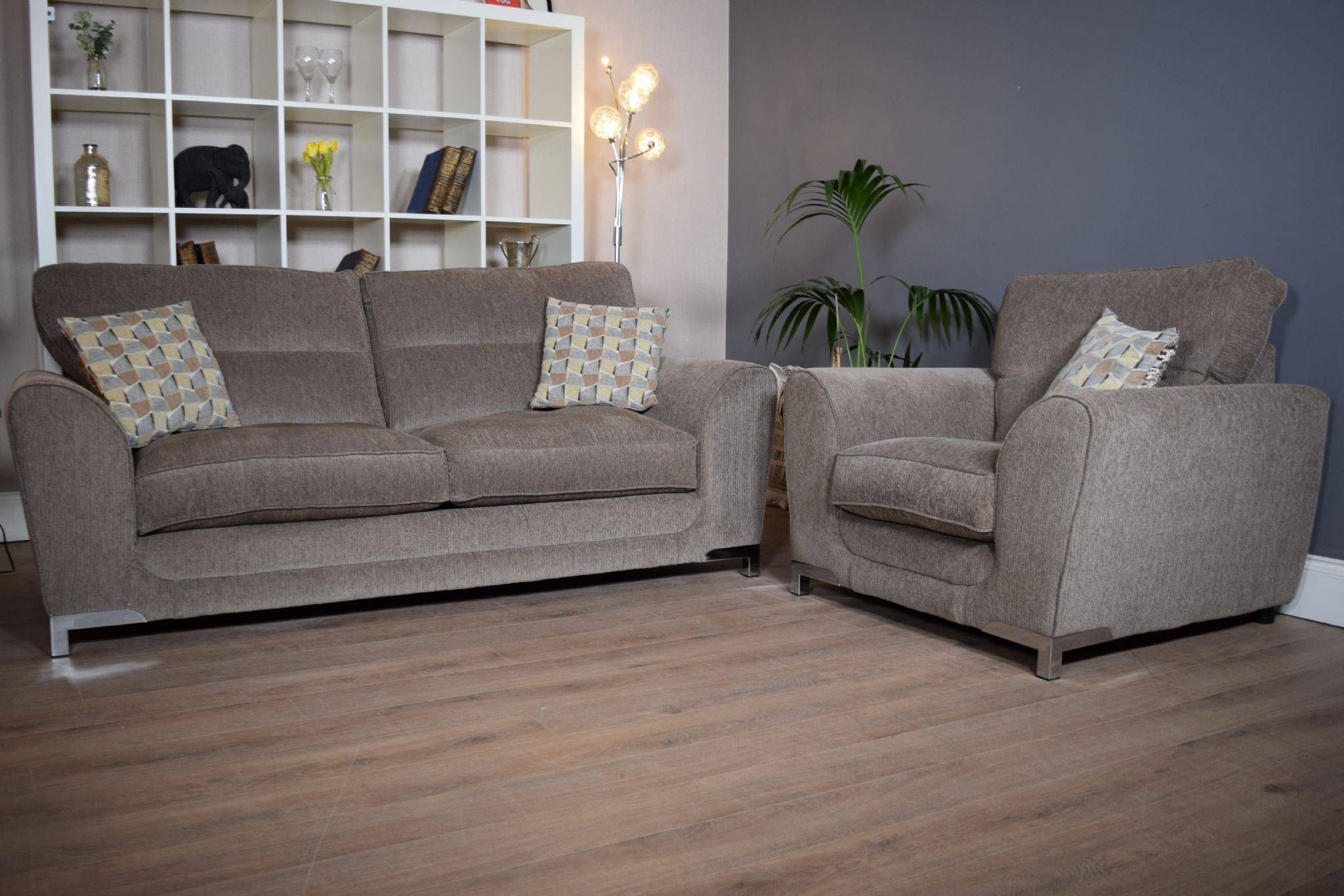 Set Nikki 3 Seater Sofa & Cuddle Chair Suite Set – Mocha Grey Inside 3 Seater Sofa And Cuddle Chairs (Photo 209 of 299)