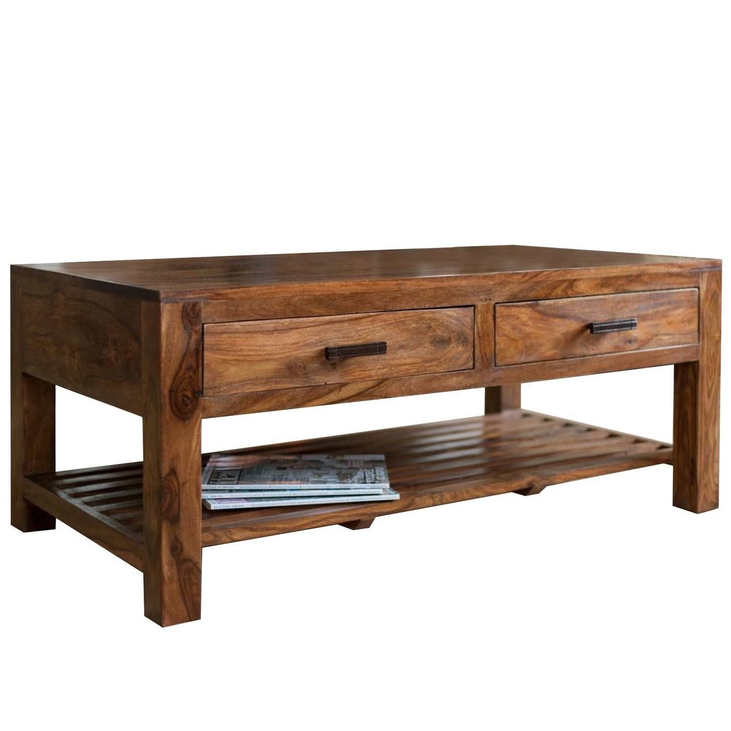 Sheesham Center/coffee Table With 4 Drawers | The Yellow Door Store Regarding Sheesham Coffee Tables (View 19 of 30)