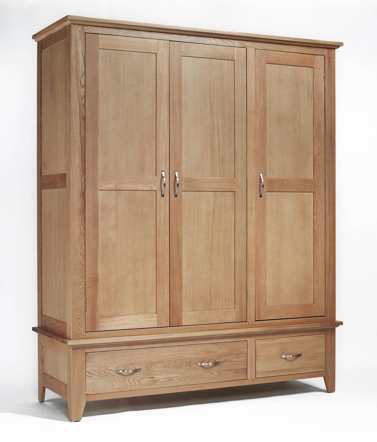 Sherwood Oak Triple Wardrobe With 2 Drawers. Free Delivery And 50 Inside Oak Wardrobes (Photo 15 of 15)