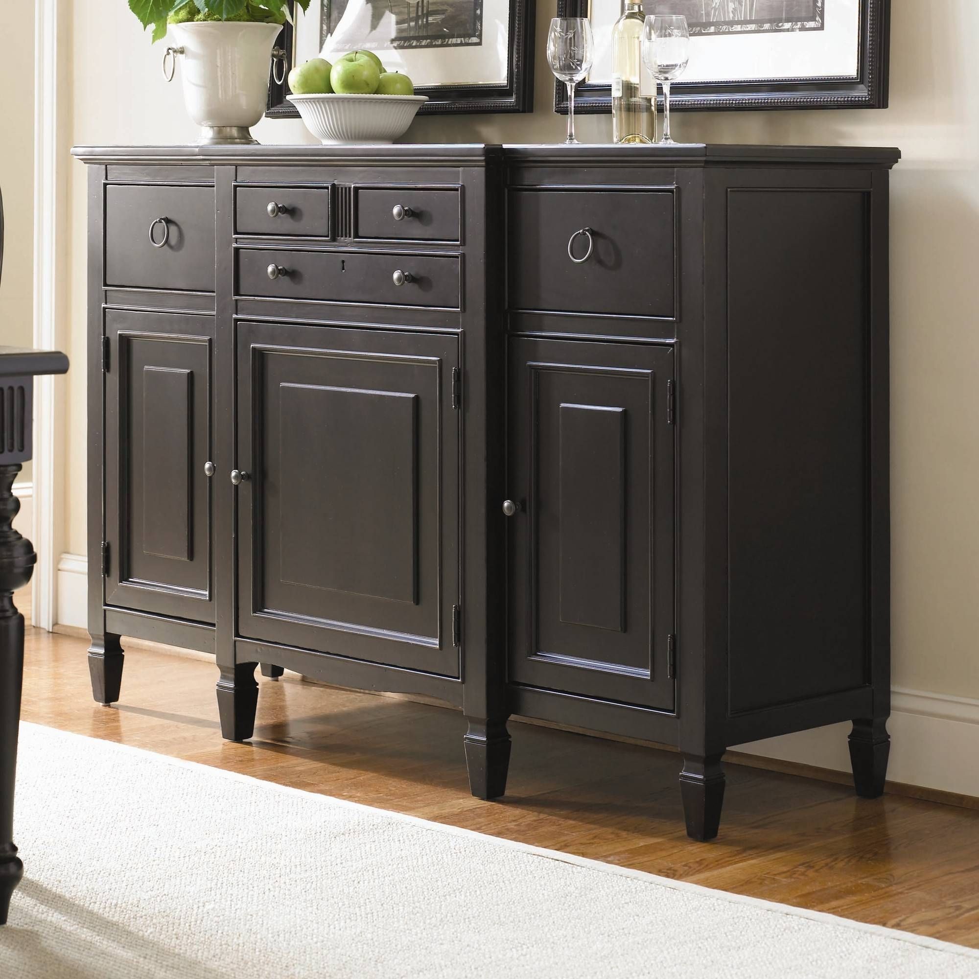 Sideboards. Amusing Buffet Table With Drawers: Buffet Table With With Regard To Small Black Sideboards (Photo 15 of 30)