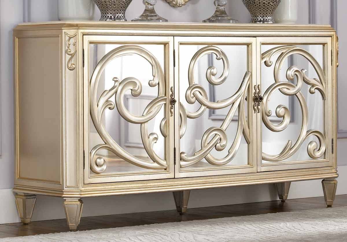 Sideboards. Interesting Mirrored Buffet Server: Mirrored Buffet Inside Mirrored Sideboard Furniture (Photo 16 of 30)