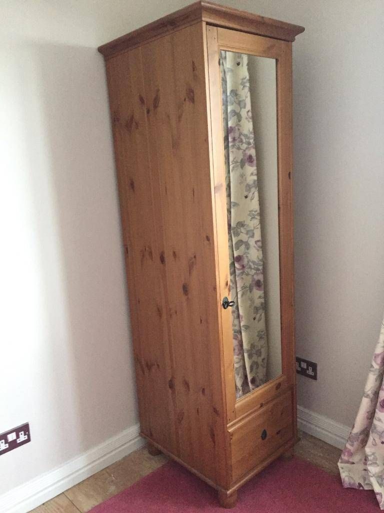 Single Door With Mirror Pine Wardrobe (View 4 of 15)
