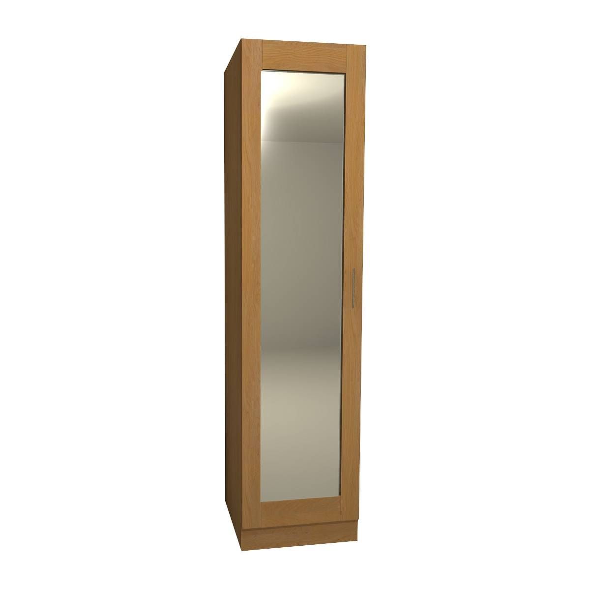 Single Mirrored Wardrobe No Drawers 2040mm High – Shaker Solid In Single Door Mirrored Wardrobes (View 15 of 15)