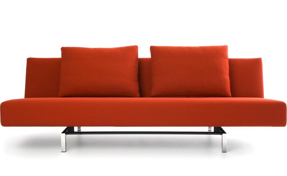 Sleeper Sofa With 2 Cushions – Hivemodern Regarding Red Sleeper Sofa (Photo 25 of 30)
