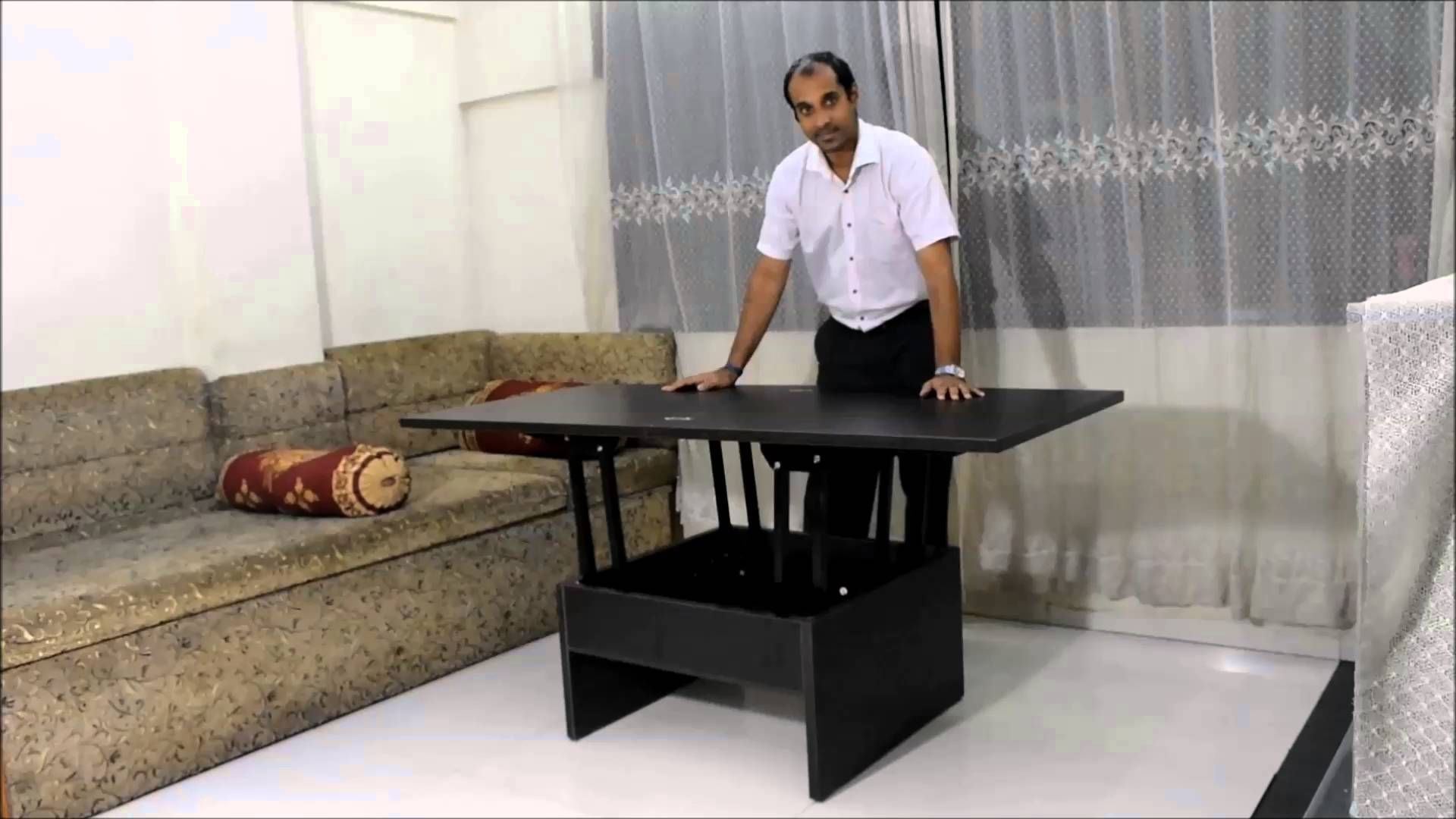 Smart Space Saving Coffee Converts To Dining Table. – Youtube Within Space Coffee Tables (Photo 23 of 30)