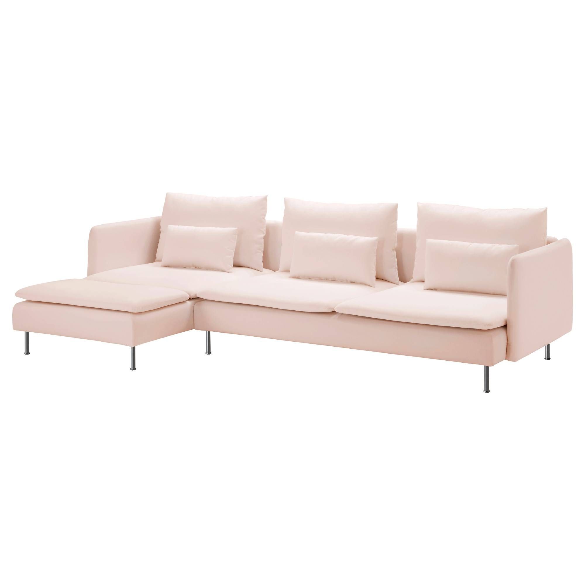 Söderhamn Three Seat Sofa And Chaise Longue Samsta Light Pink – Ikea Intended For Ikea Chaise Lounge Sofa (View 22 of 30)
