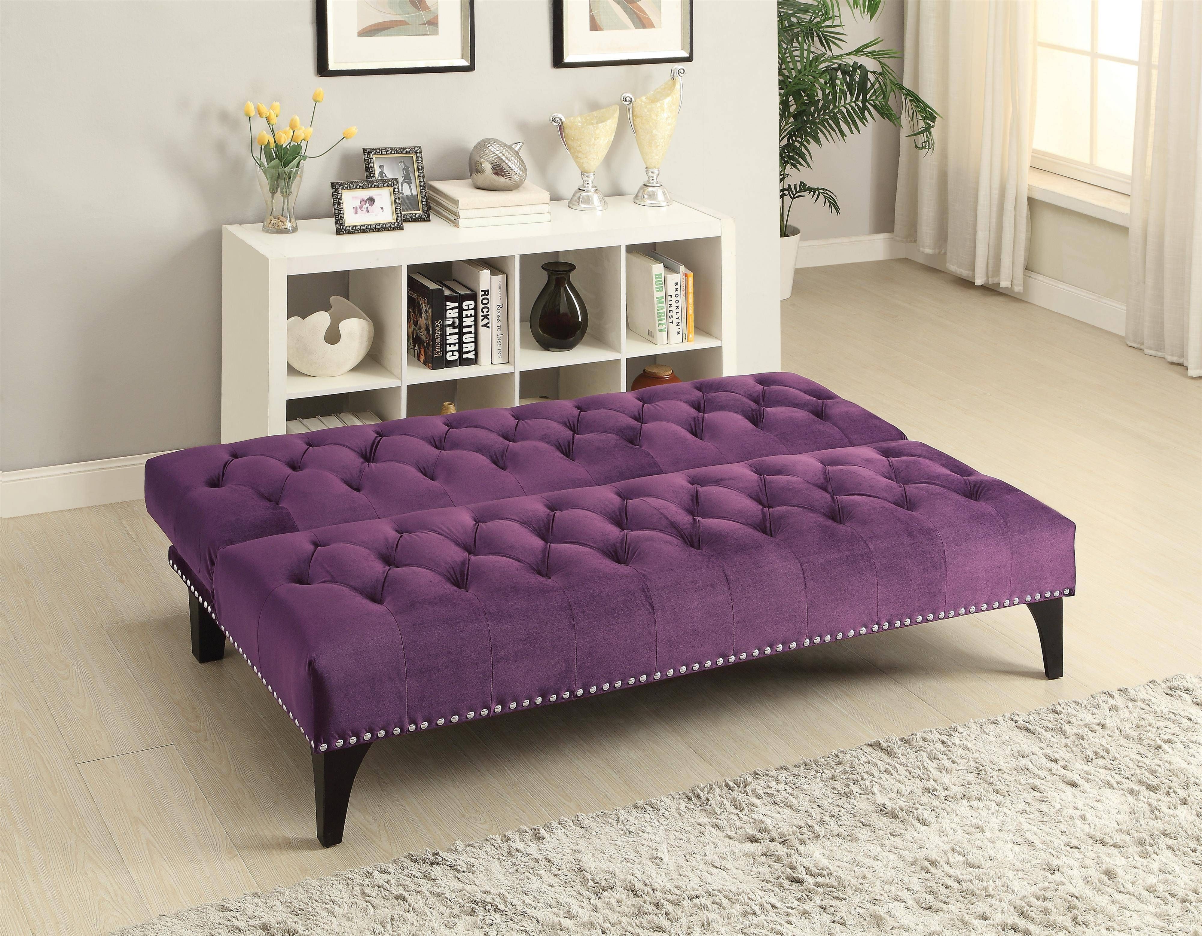 Sofa Beds And Futons Transitional Sofa Bed With Velvet Upholstery Pertaining To Velvet Purple Sofas (View 11 of 30)