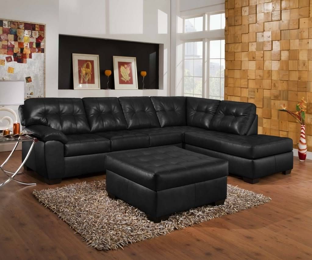 Soho Contemporary Black Bonded Leather Tufted Sectional Sofa W Throughout Simmons Chaise Sofa (Photo 1 of 25)