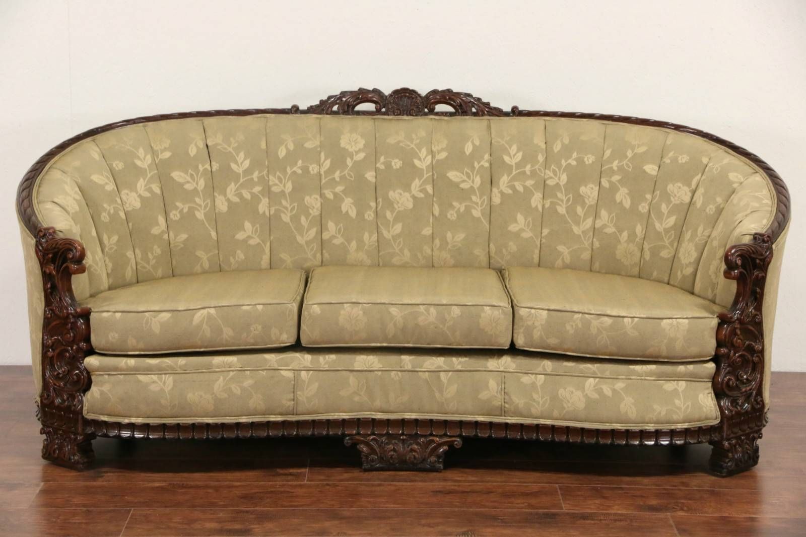 Sold – Carved Sofa & Club Chair Set, 1930's Vintage, New Inside 1930s Couch (Photo 170 of 299)