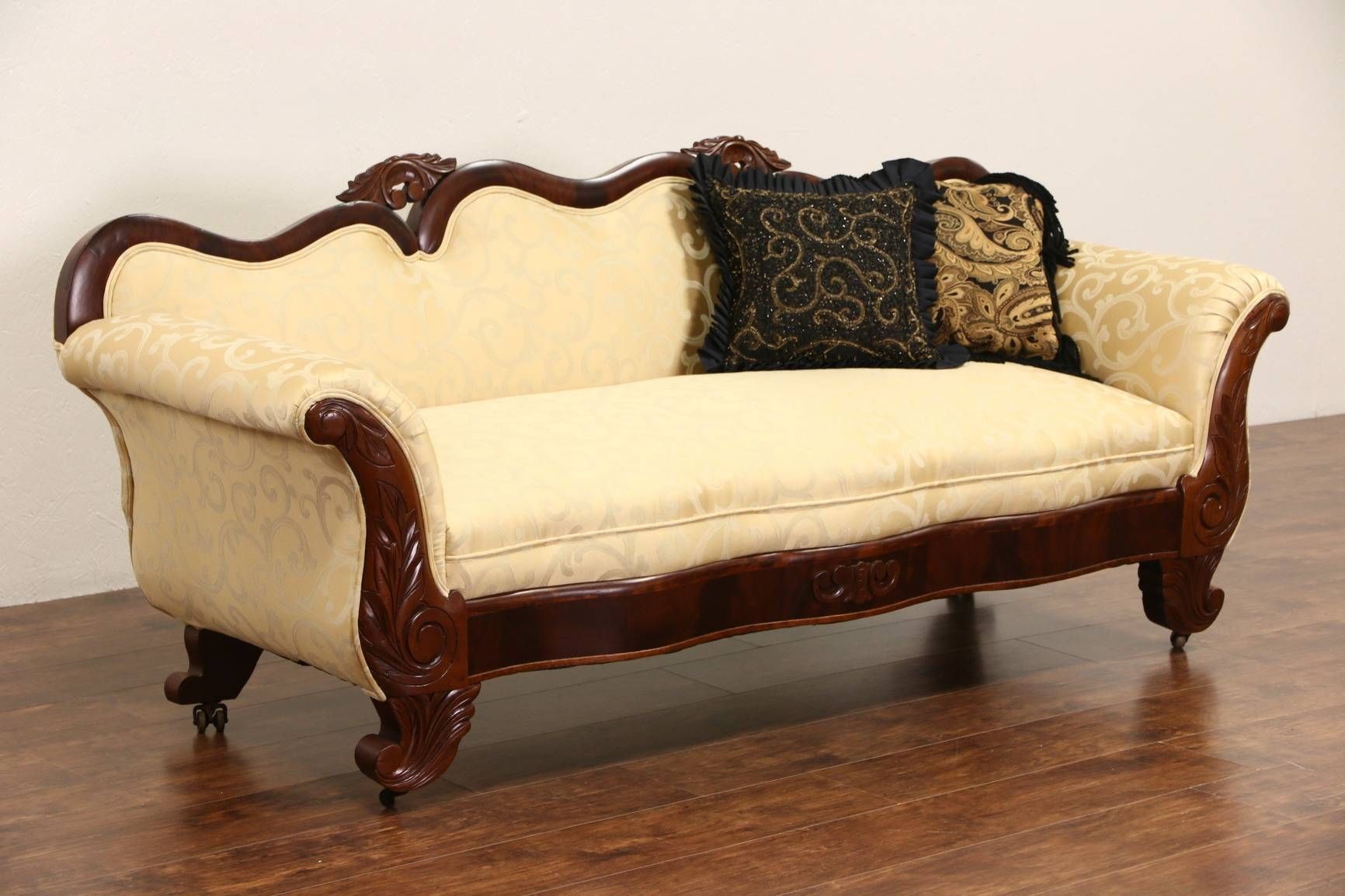 Sold – Empire 1840 Antique Carved Mahogany Sofa, New Upholstery In Antique Sofa Chairs (View 22 of 30)