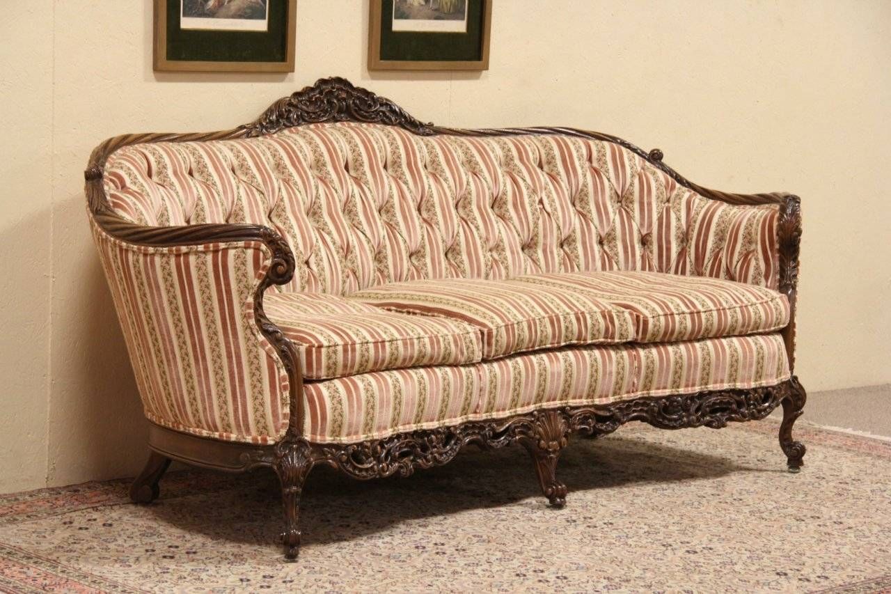 Sold – Shell Carved 1930's Tufted Vintage Sofa – Harp Gallery Intended For 1930s Couch (Photo 180 of 299)