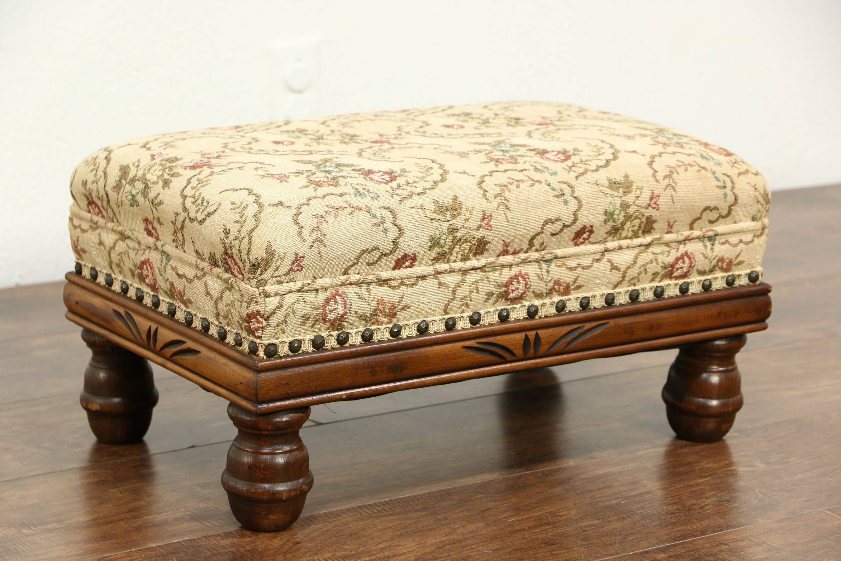 Sold – Vintage 1930's Carved Upholstered Footstool – Harp Gallery Inside 1930s Couch (Photo 195 of 299)