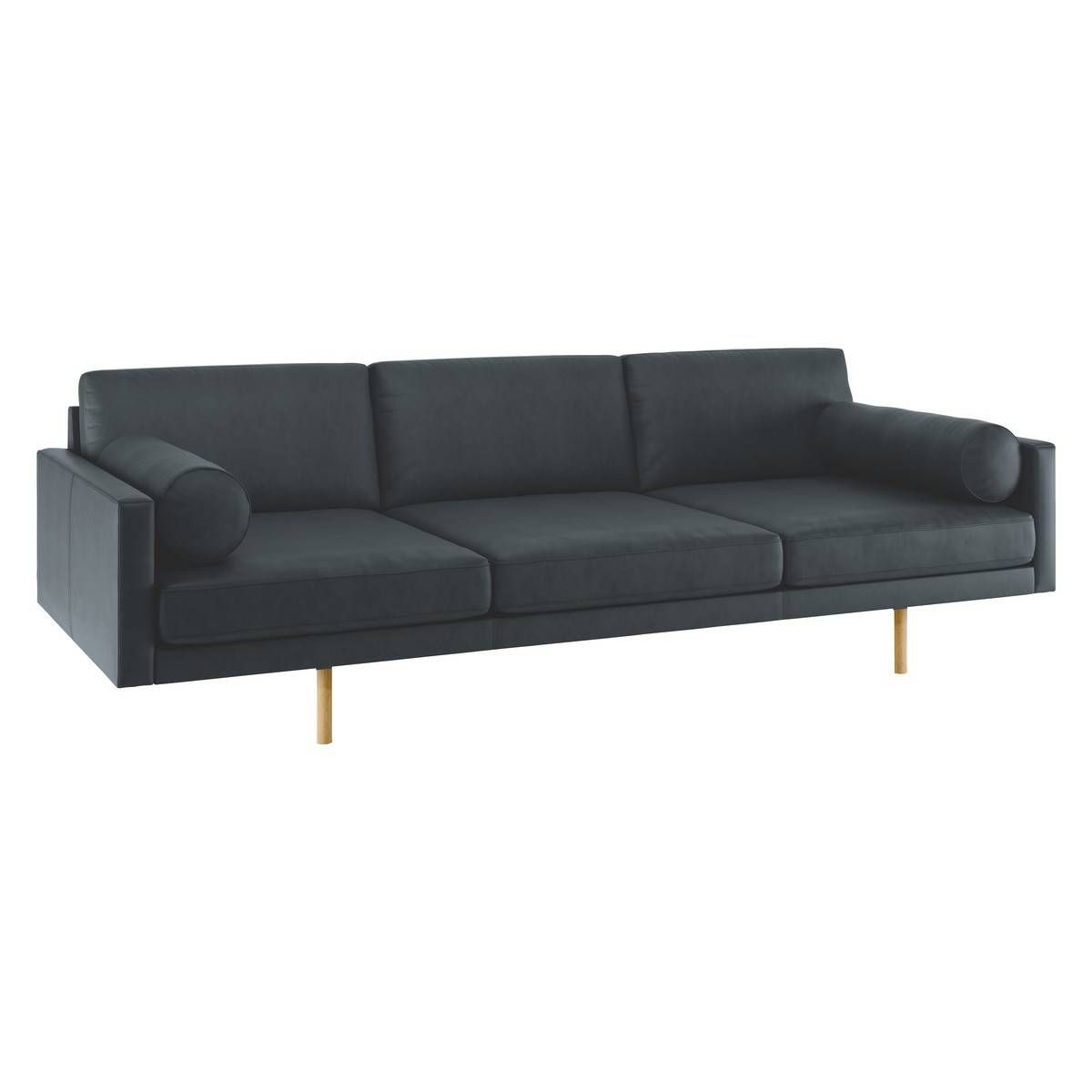 Spencer Dark Grey Luxury Leather 4 Seater Sofa, Oak Legs | Buy Now Within 4 Seater Sofas (View 10 of 30)
