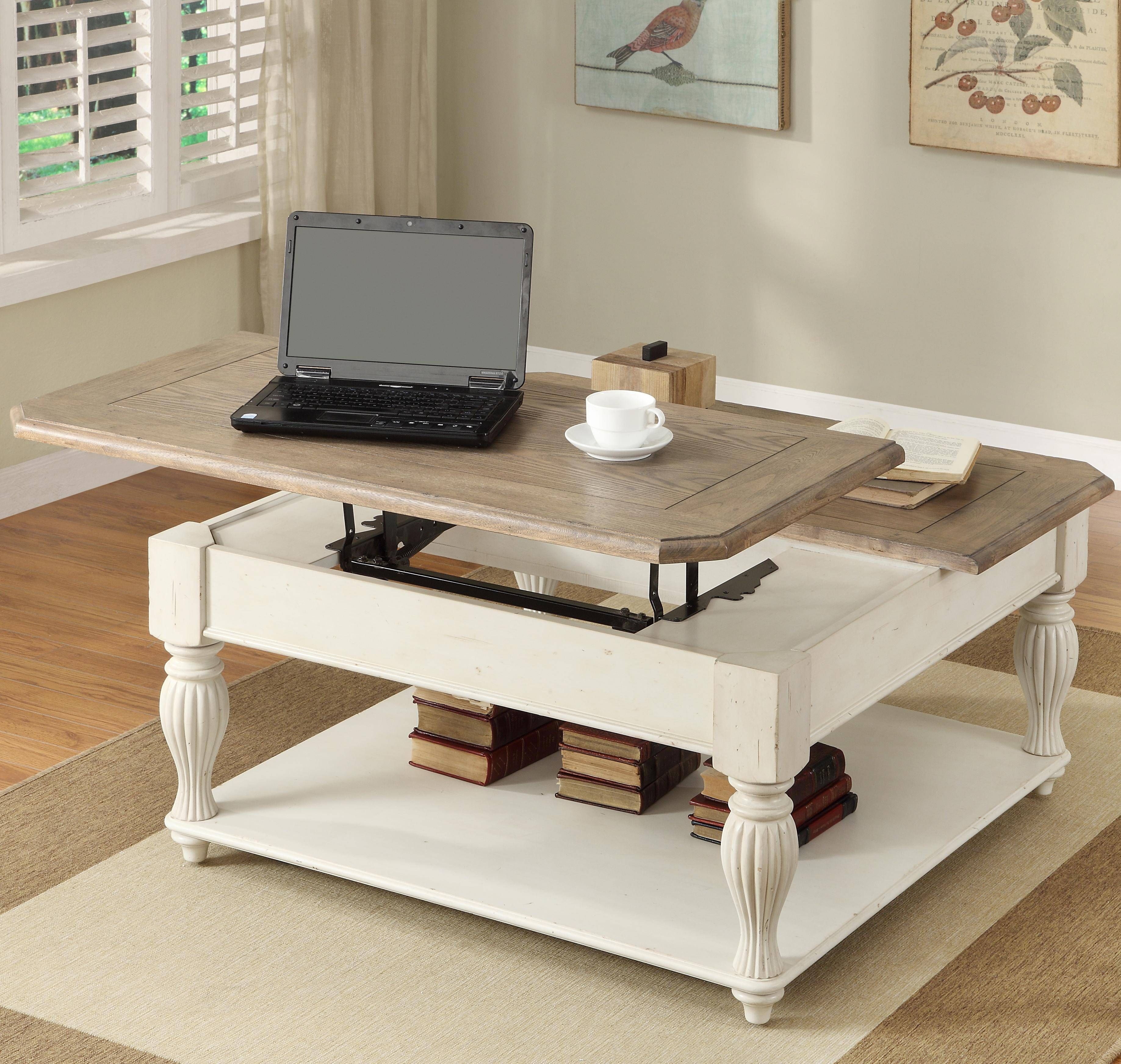Square Lift Top Coffee Table With Fixed Bottom Shelfriverside In Rustic Coffee Tables With Bottom Shelf (View 8 of 30)