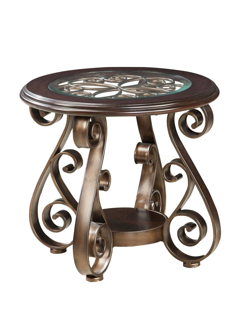 Standard Furniture Bombay Round Glass Top End Table In Burnished Intended For Bronze Coffee Table Glass Top (Photo 30 of 30)