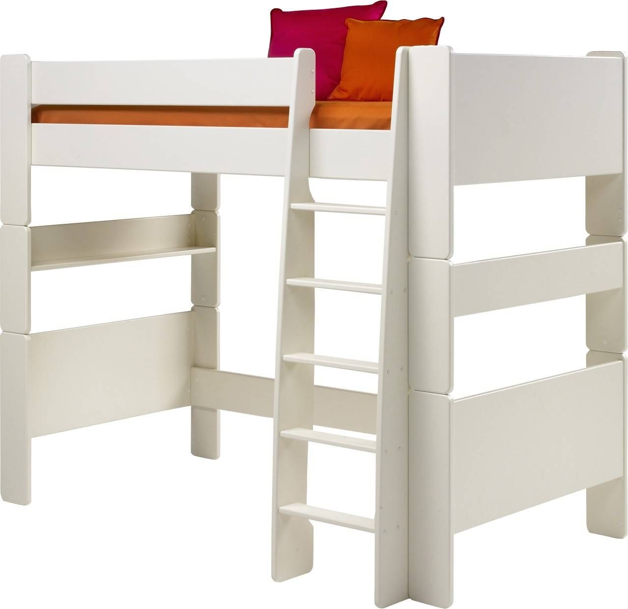 Steens For Kids Highsleeper Bed In Solid Plain White With Futon With Regard To High Sleeper Bed With Sofa (View 21 of 30)