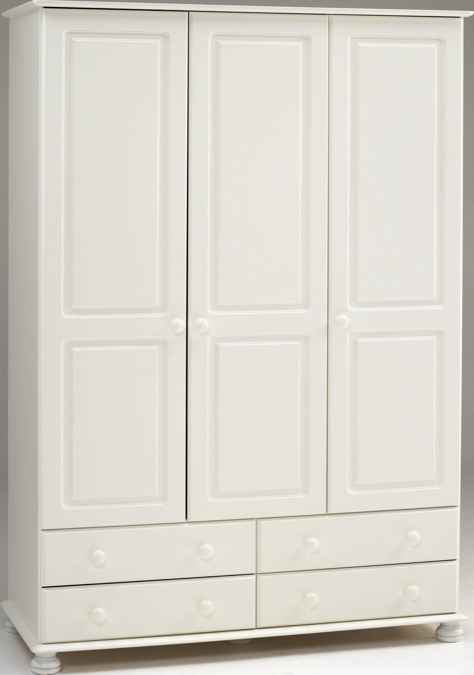 Steens Richmond White 3 Door 4 Drawer Wardrobe For White 3 Door Wardrobes (Photo 3 of 15)