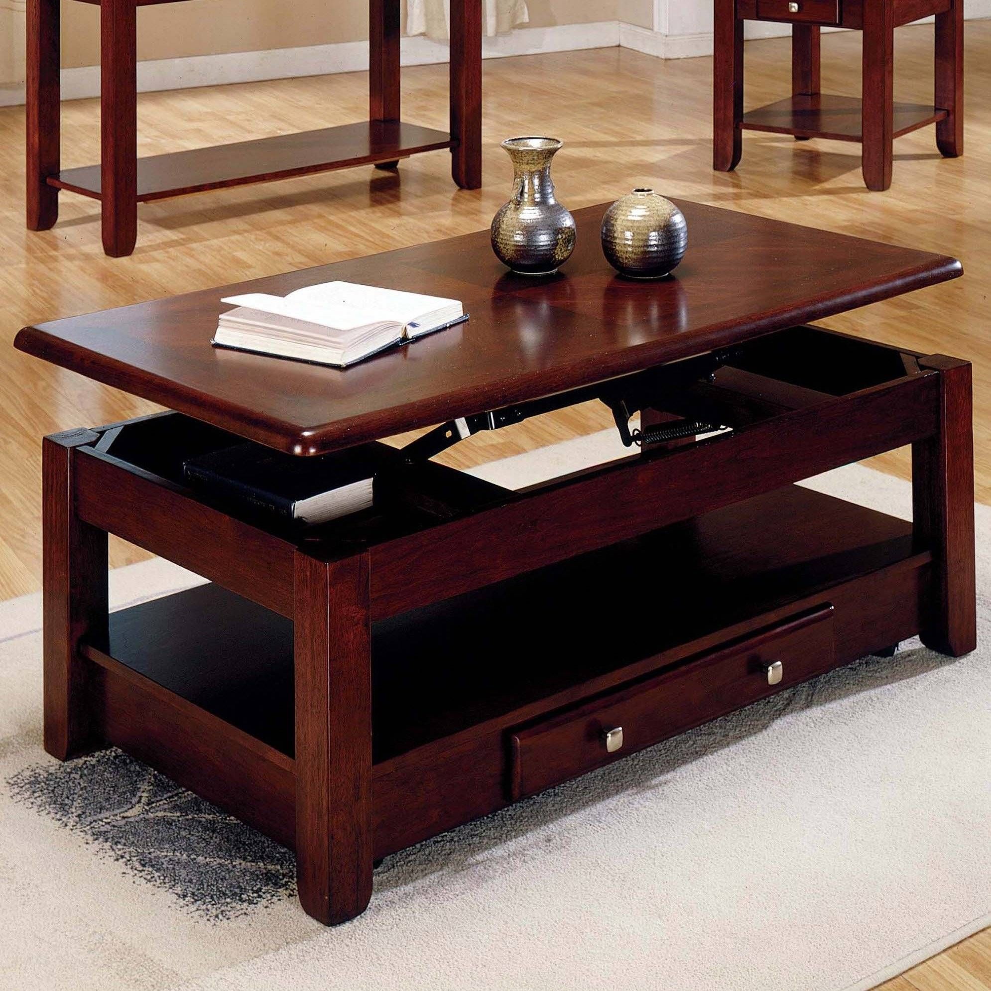 Steve Silver Nelson Lift Top Cocktail Table With Casters – Cherry Within Lift Top Oak Coffee Tables (View 11 of 30)