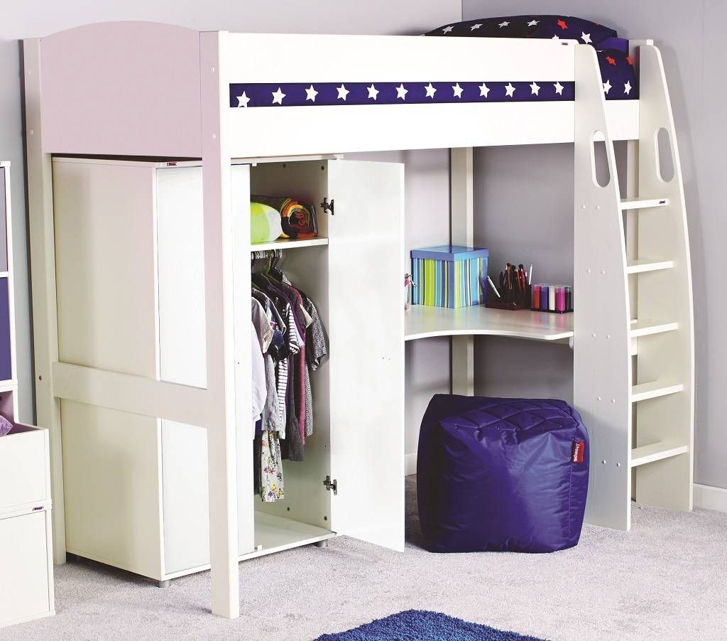 Stompa Uno S Highsleeper With Wardrobe – Rainbow Wood For High Sleeper With Desk And Wardrobes (View 8 of 15)