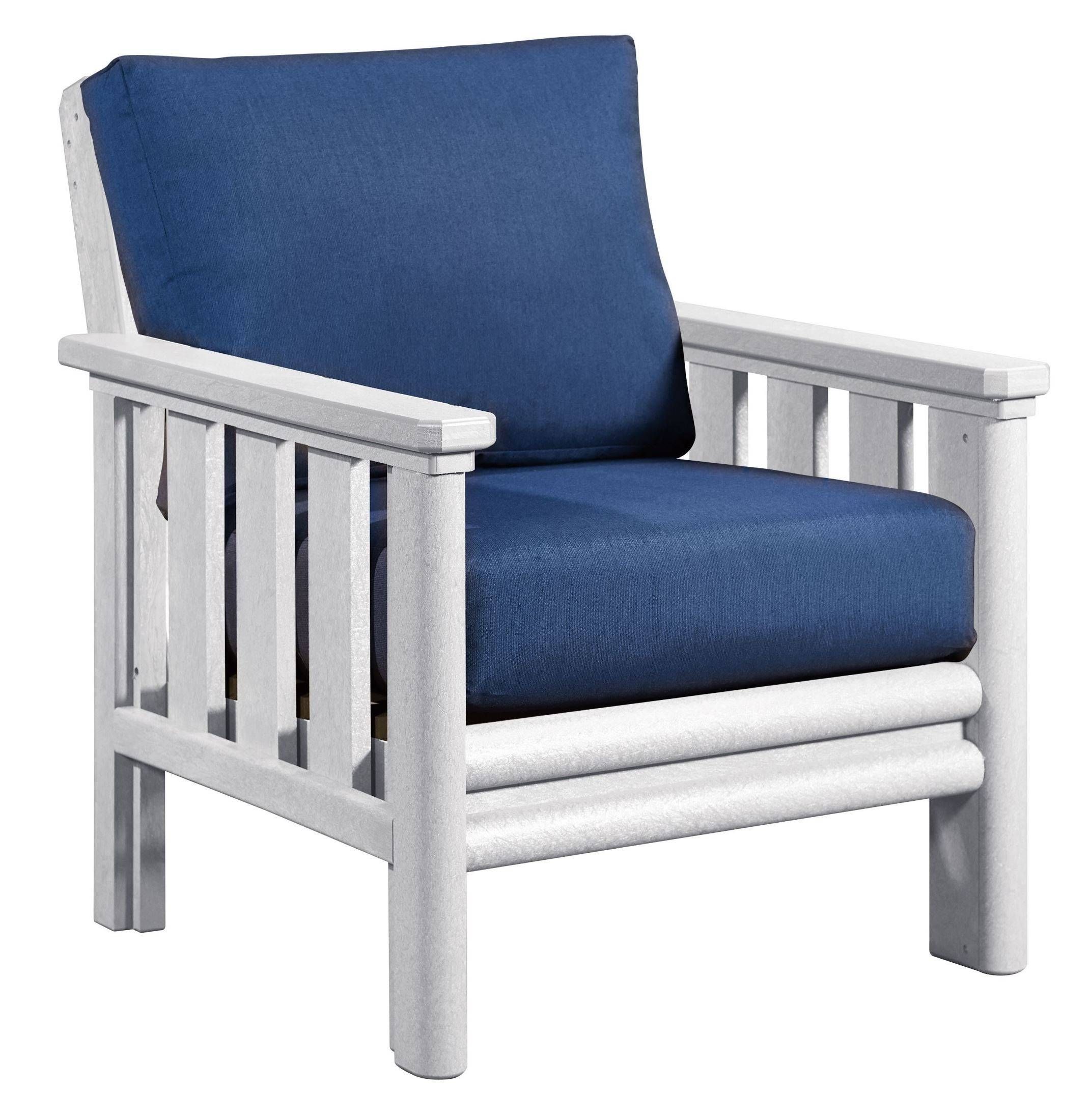 Stratford White Chair With Indigo Blue Sunbrella Cushions From Cr For Stratford Sofas (View 27 of 30)
