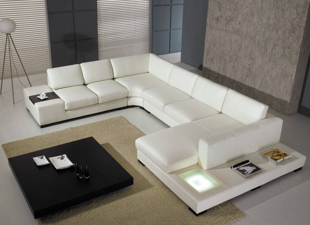 T 35 Modern Leather Sectional Sofa With Regard To Sofas With Lights (Photo 4 of 30)
