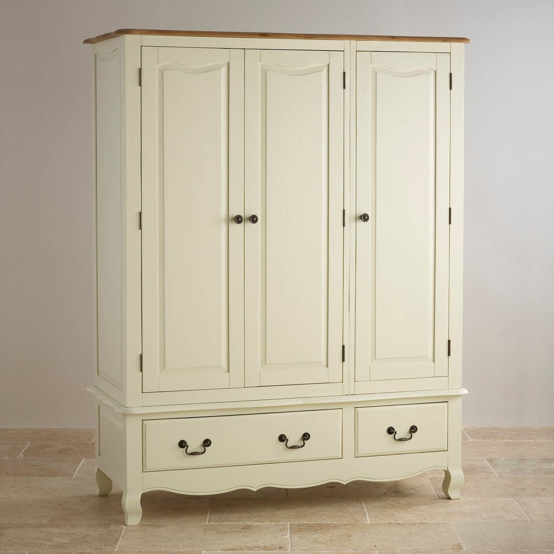 The Bella Painted Range | Oak Furniture Land In Cream French Wardrobes (View 7 of 15)