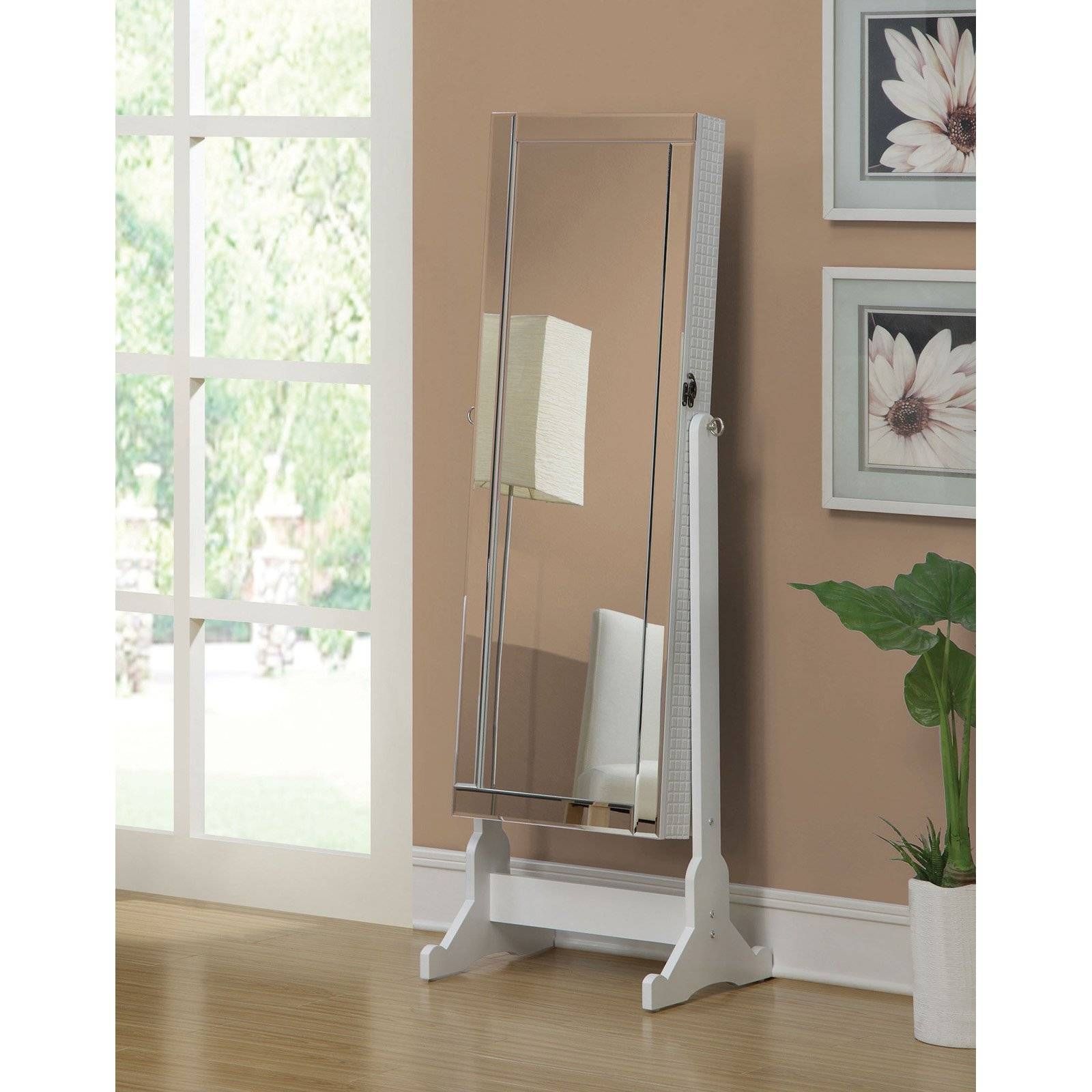 Transitional Cherry Jewelry Armoire Cheval Mirror | Hayneedle Within Cheval Mirrors (View 25 of 25)