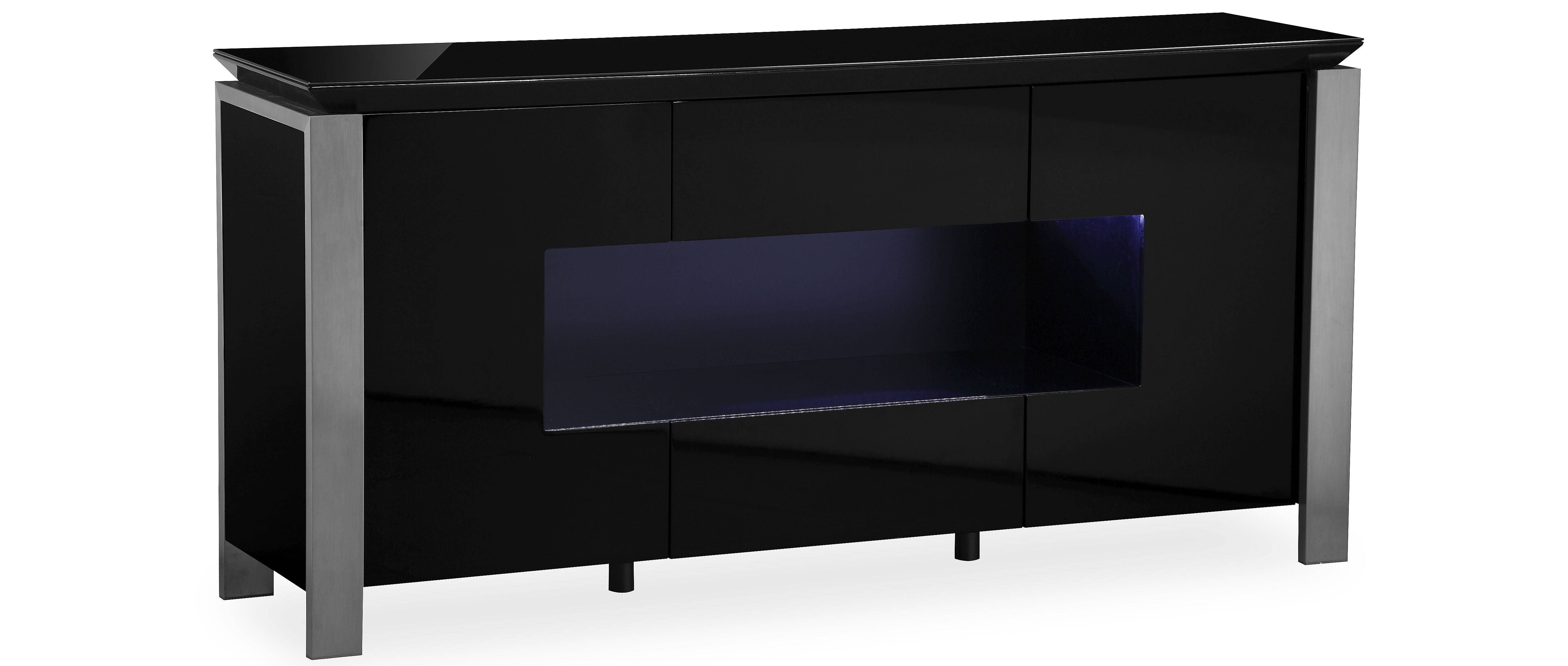 Tribeca L E D Display Sideboard Black High Gloss With Regard To Black Gloss Sideboards 