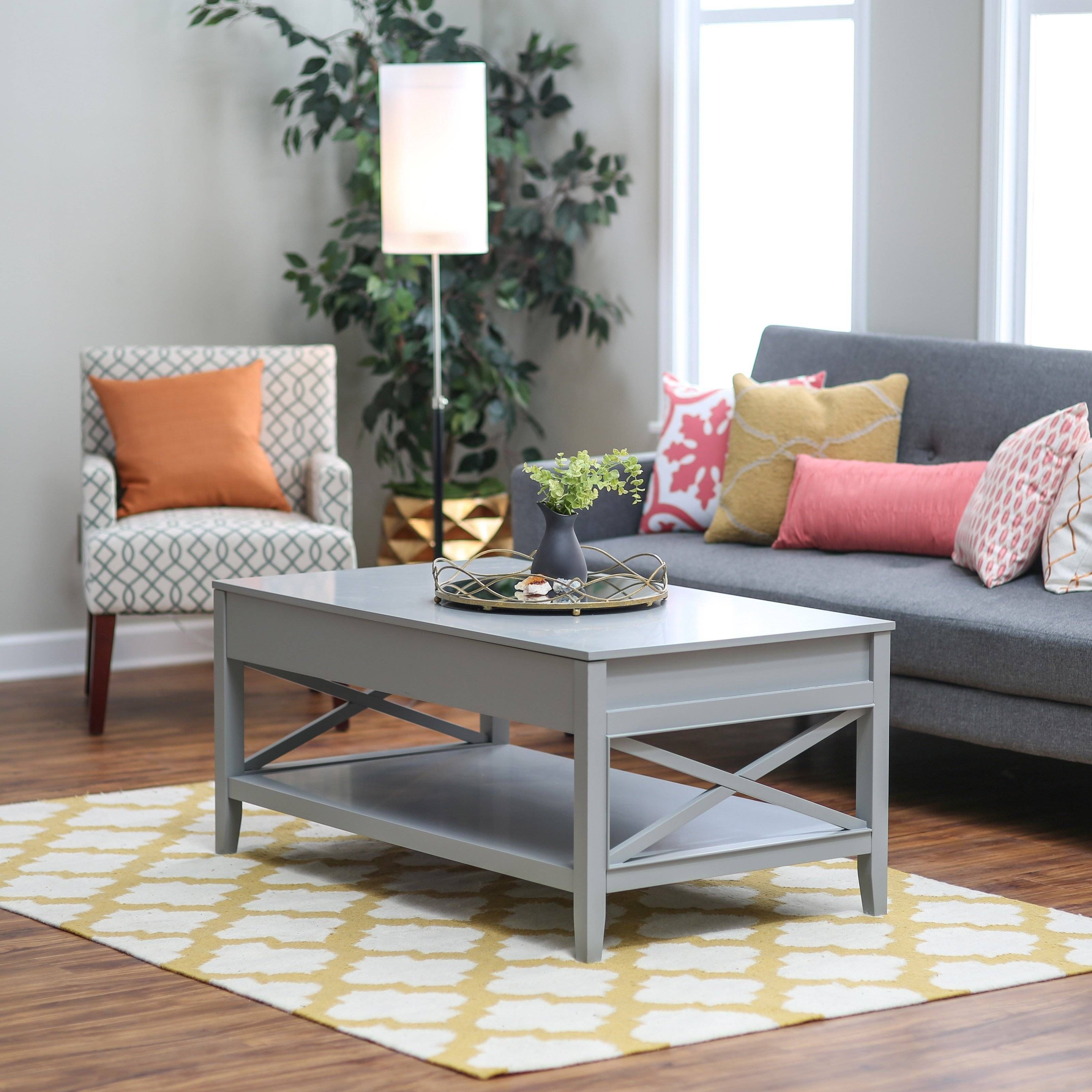 Turner Lift Top Coffee Table – Gray | Hayneedle Throughout Coffee Table With Raised Top (View 30 of 30)