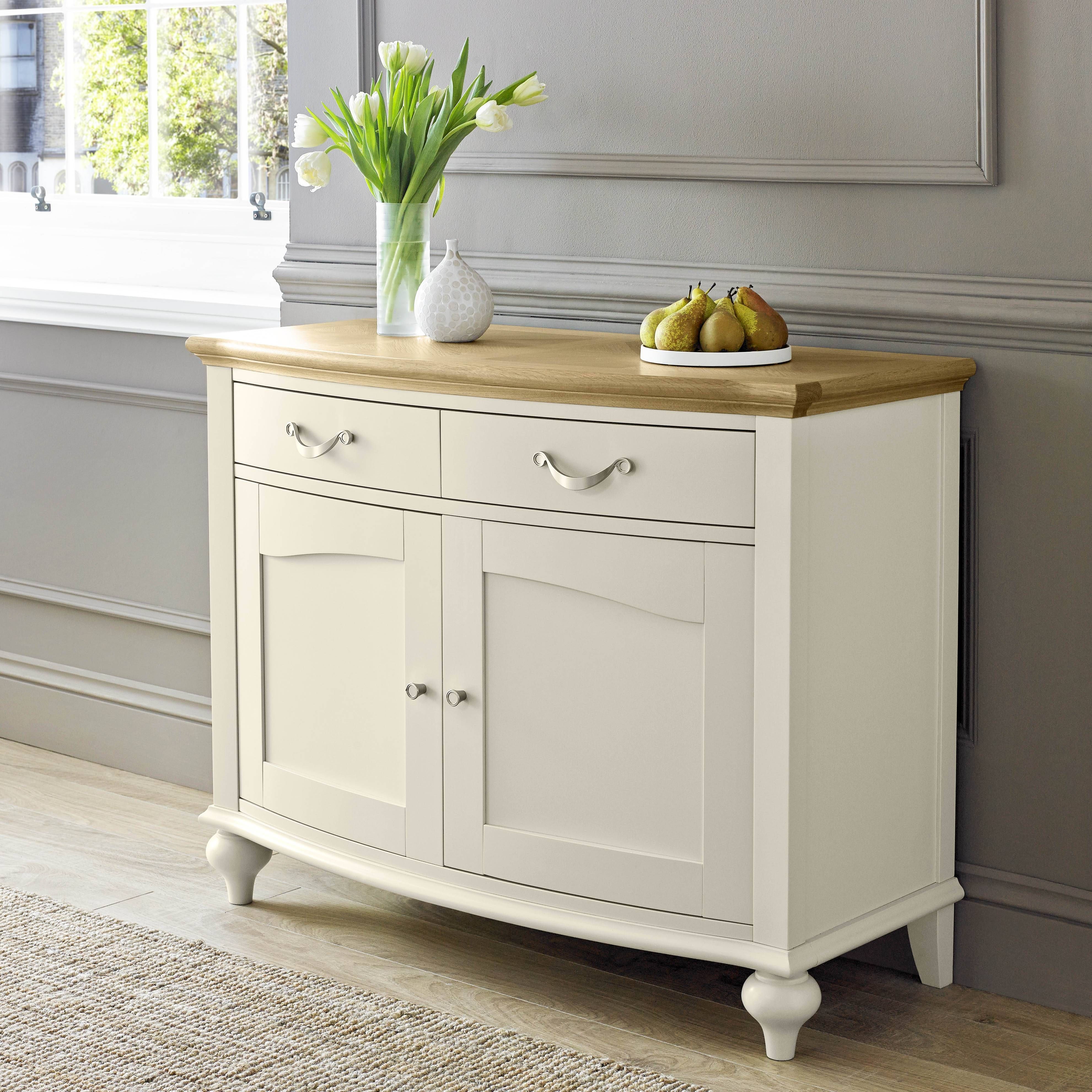 Tuscany Pale Oak & Antique White Narrow Sideboard With Regard To Narrow Sideboards (Photo 16 of 30)