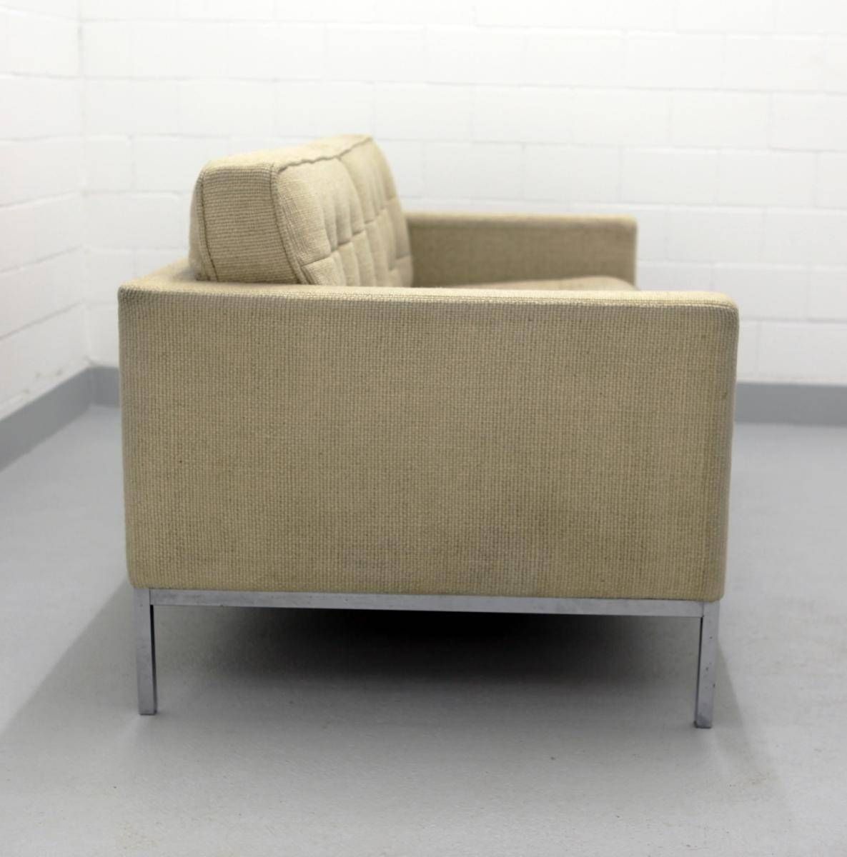 Two Seater Chrome And Wool Sofaflorence Knoll For Knoll, 1970s Pertaining To Florence Knoll Wood Legs Sofas (View 20 of 25)